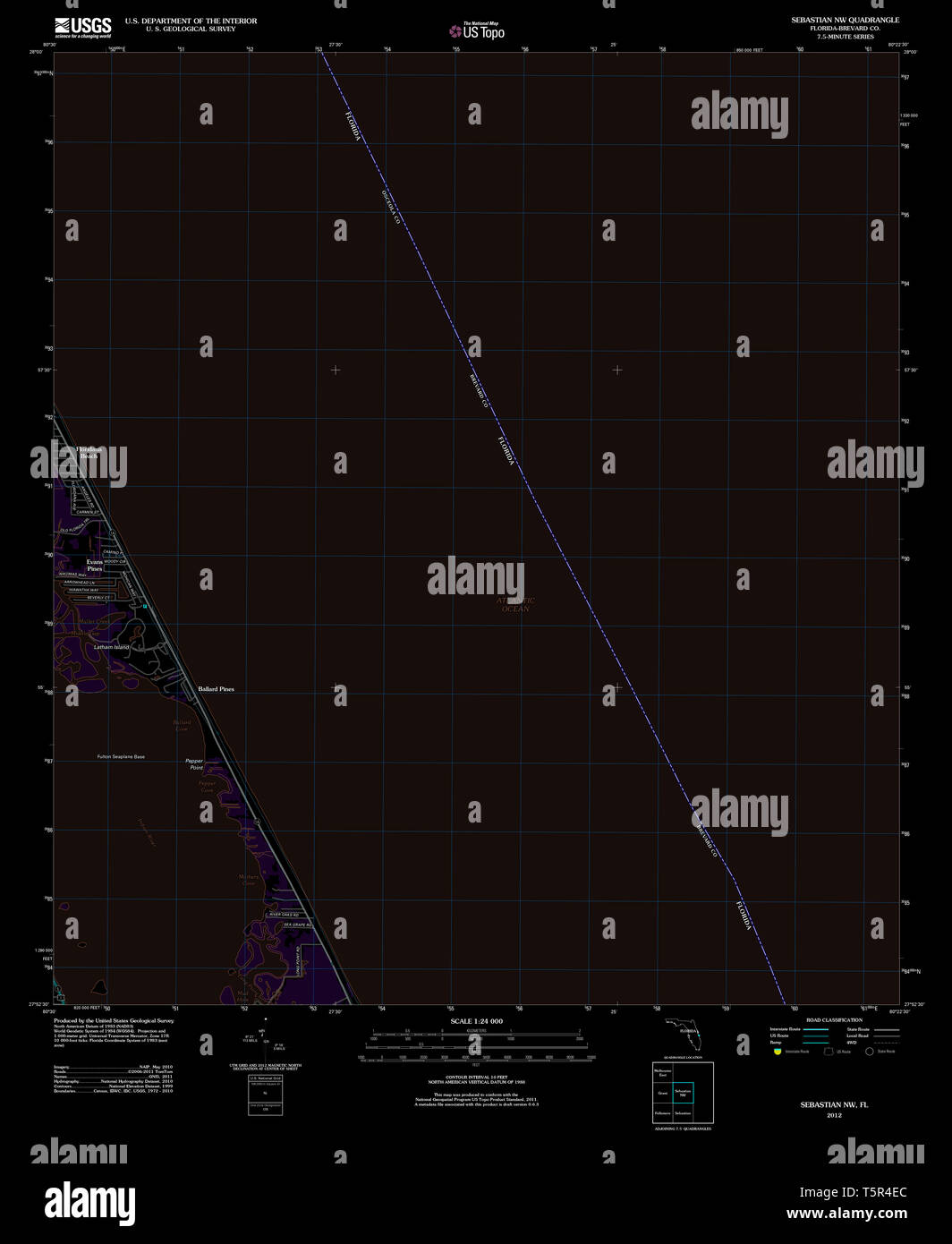 USGS TOPO Map Florida FL Sebastian - Usgs Topo Map Florida Fl Sebastian Nw 20120726 Tm Inverted Restoration T5R4EC 