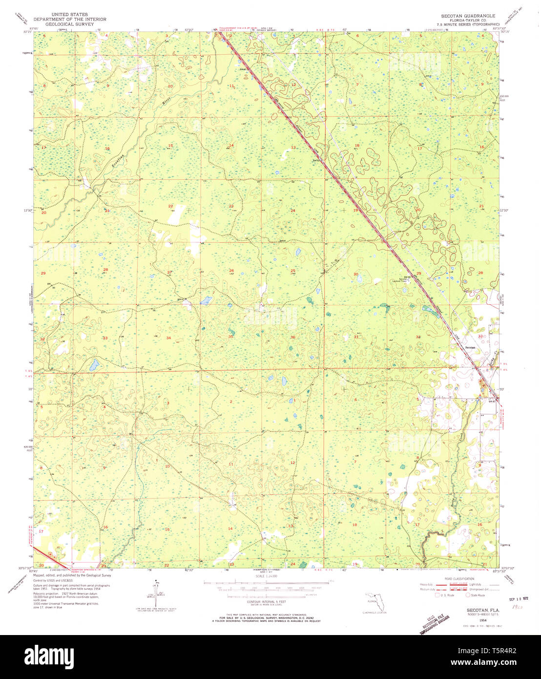 USGS TOPO Map Florida FL Secotan - Usgs Topo Map Florida Fl Secotan 348484 1954 24000 Restoration T5R4R2