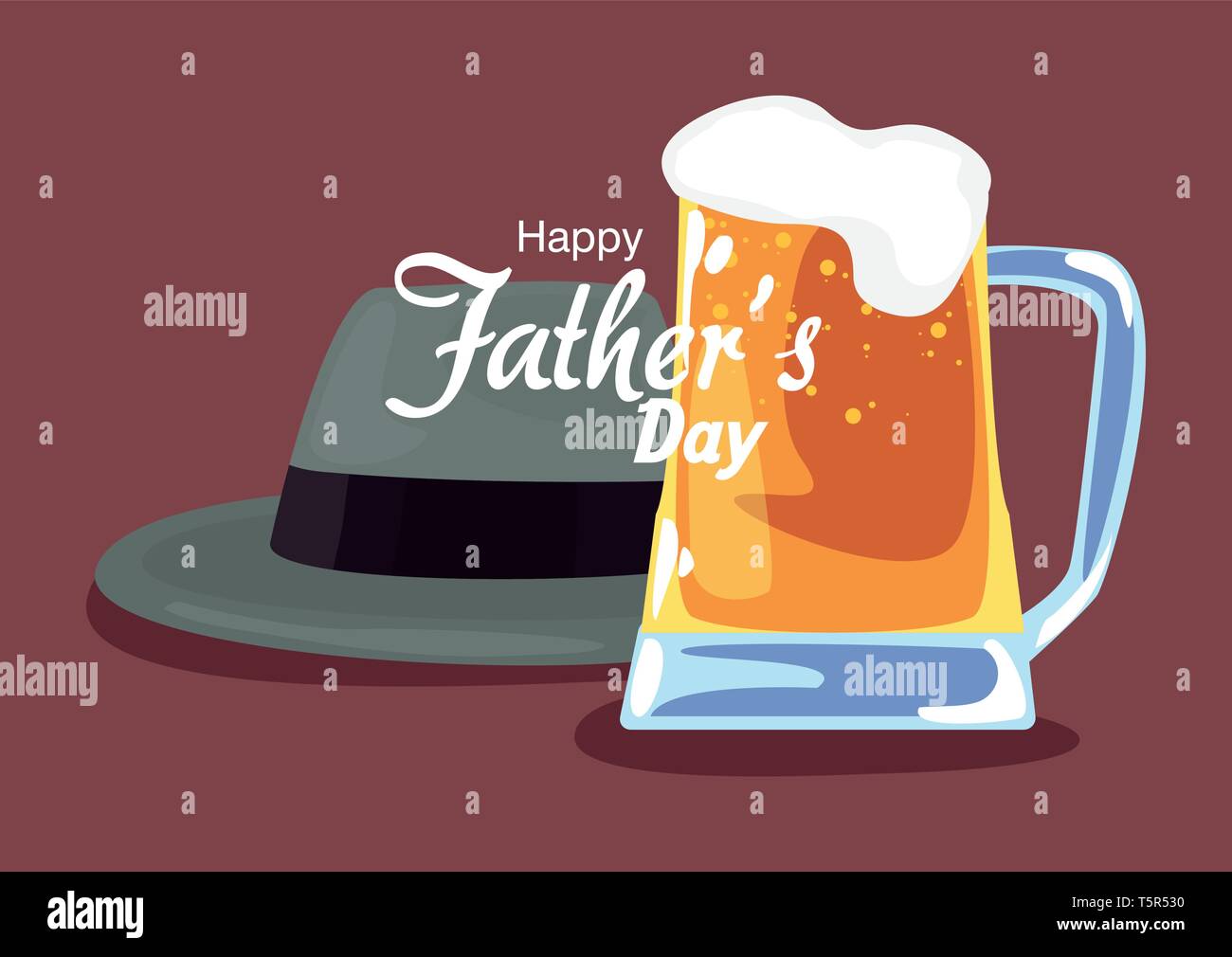 hat and beer happy fathers day vector illustration Stock Vector Image ...