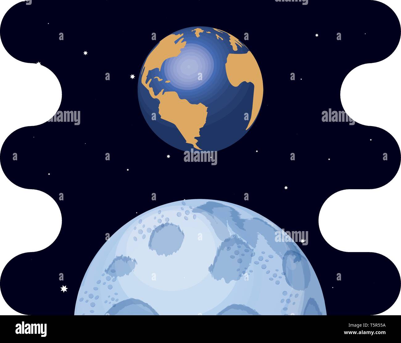 earth planet with moon scene space vector illustration design Stock ...