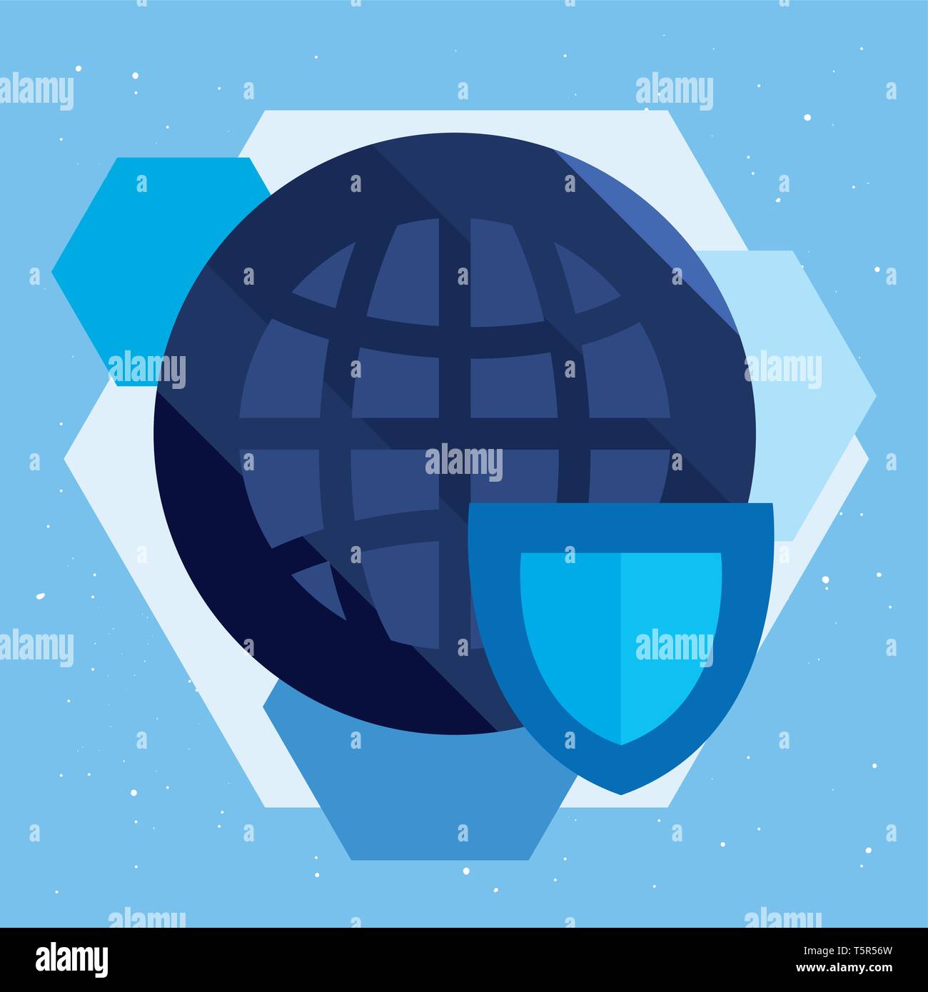 world shield protection cyber security vector illustration Stock Vector ...