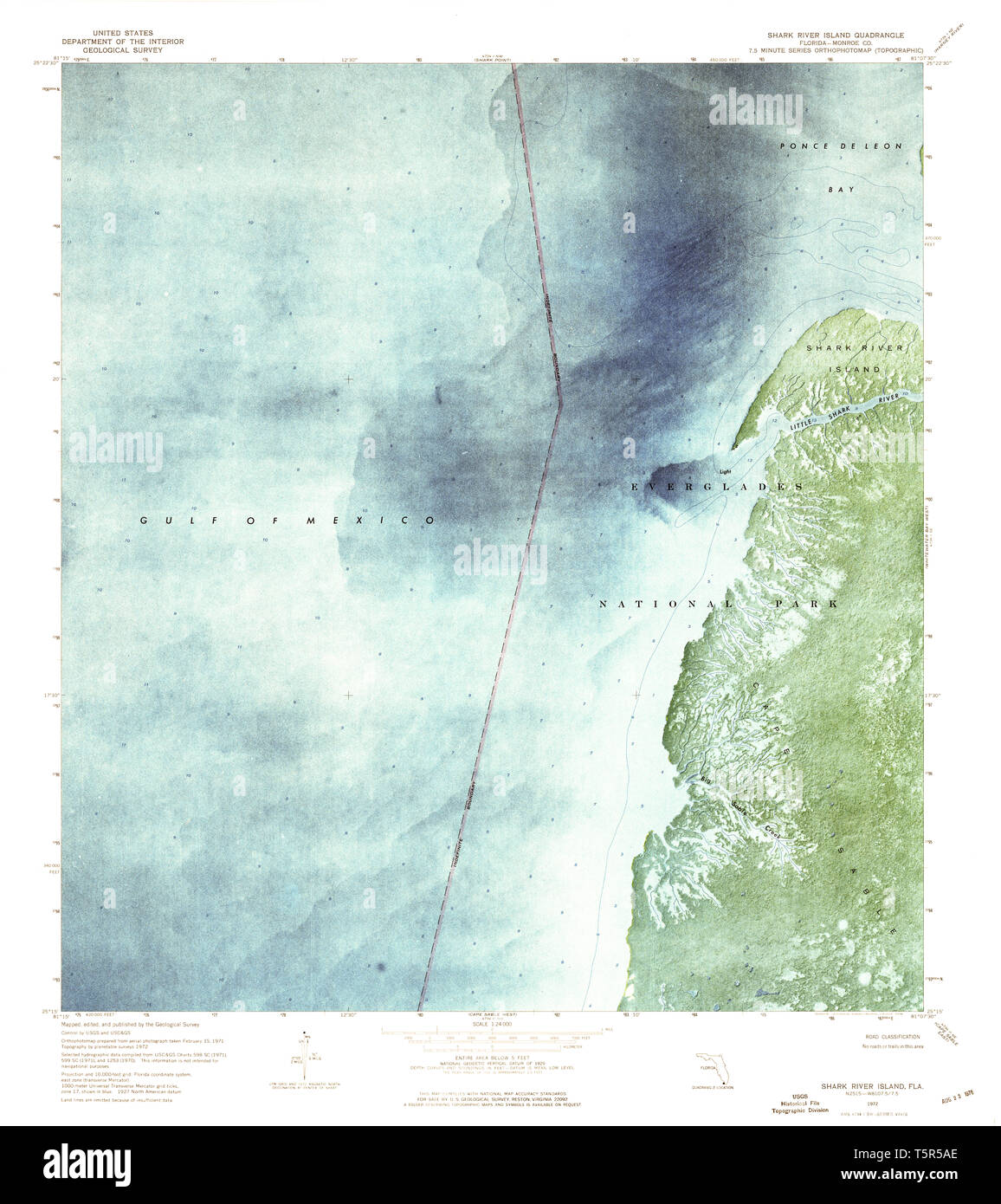 USGS TOPO Map Florida FL Shark - Usgs Topo Map Florida Fl Shark River Island 348507 1972 24000 Restoration T5R5AE 