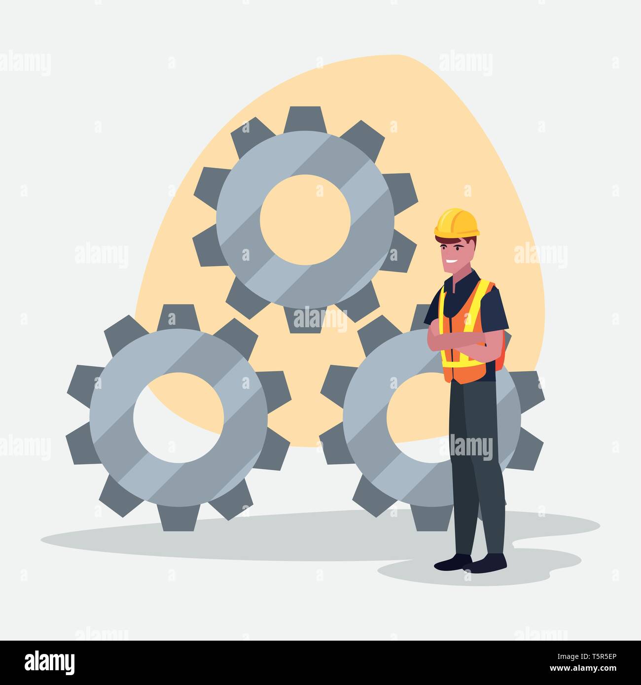 construction worker gears vector illustration design image Stock Vector