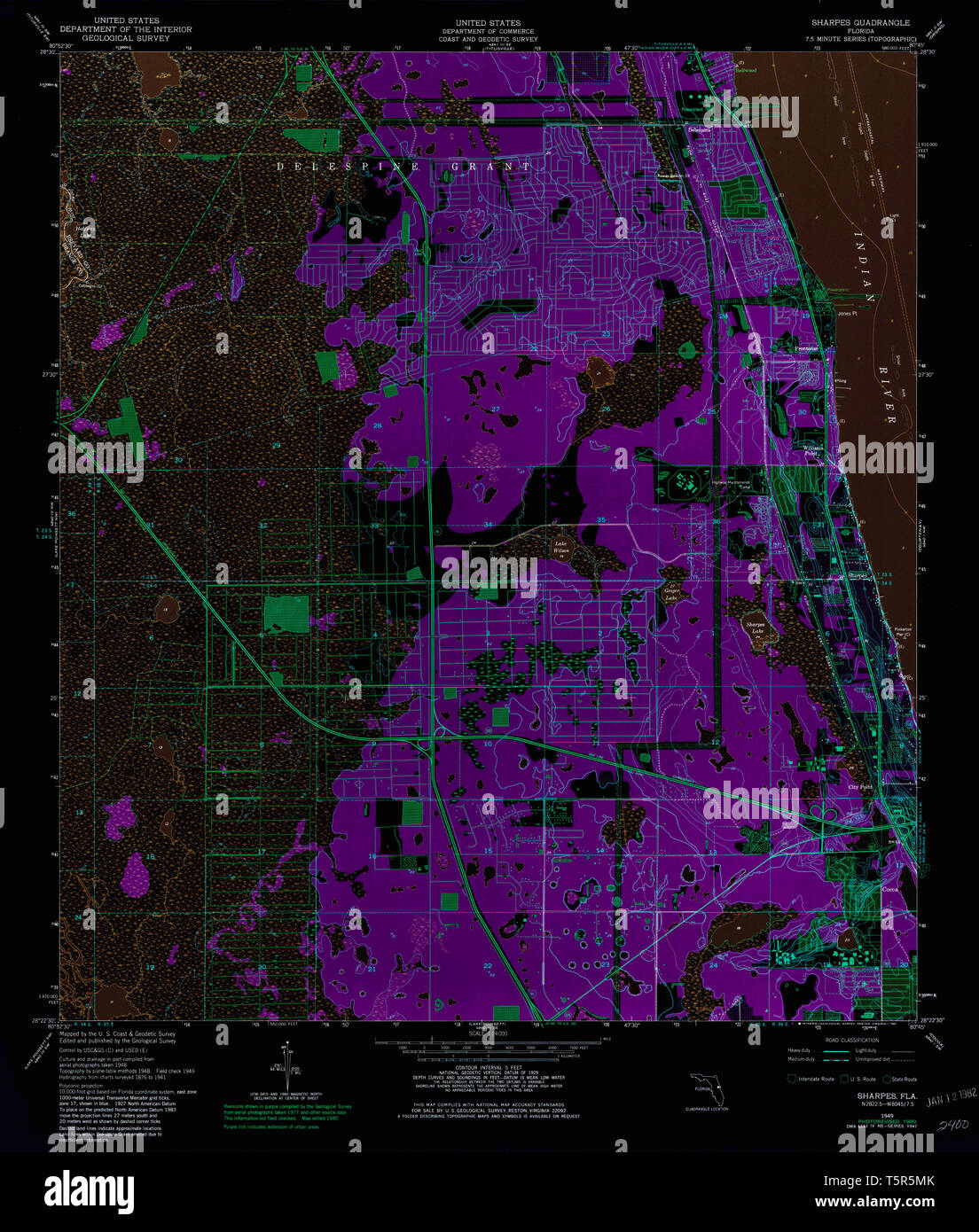 USGS TOPO Map Florida FL Sharpes - Usgs Topo Map Florida Fl Sharpes 348513 1949 24000 Inverted Restoration T5R5MK 