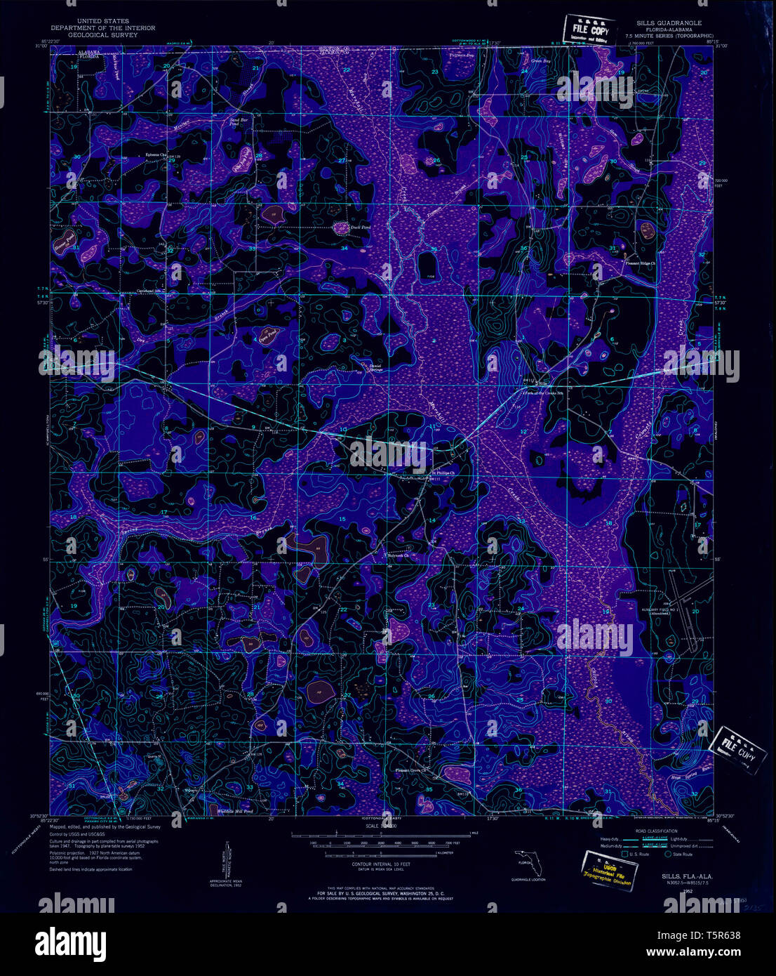USGS TOPO Map Florida FL Sills - Usgs Topo Map Florida Fl Sills 348522 1952 24000 Inverted Restoration T5R638 