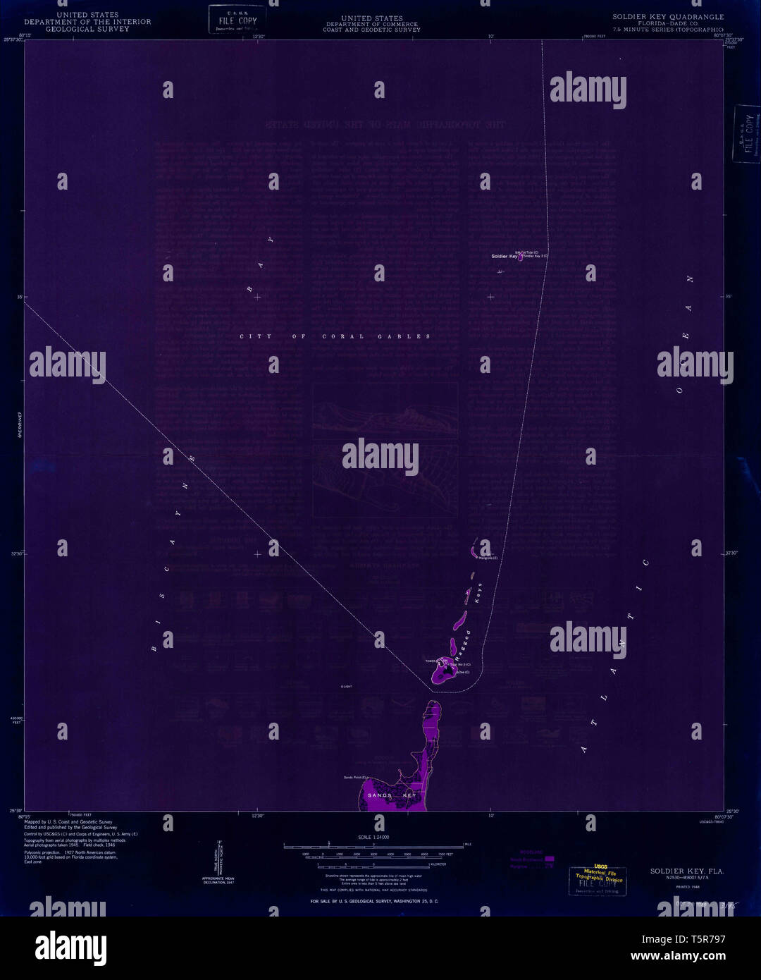 USGS TOPO Map Florida FL Soldier - Usgs Topo Map Florida Fl Soldier Key 348548 1948 24000 Inverted Restoration T5R797 