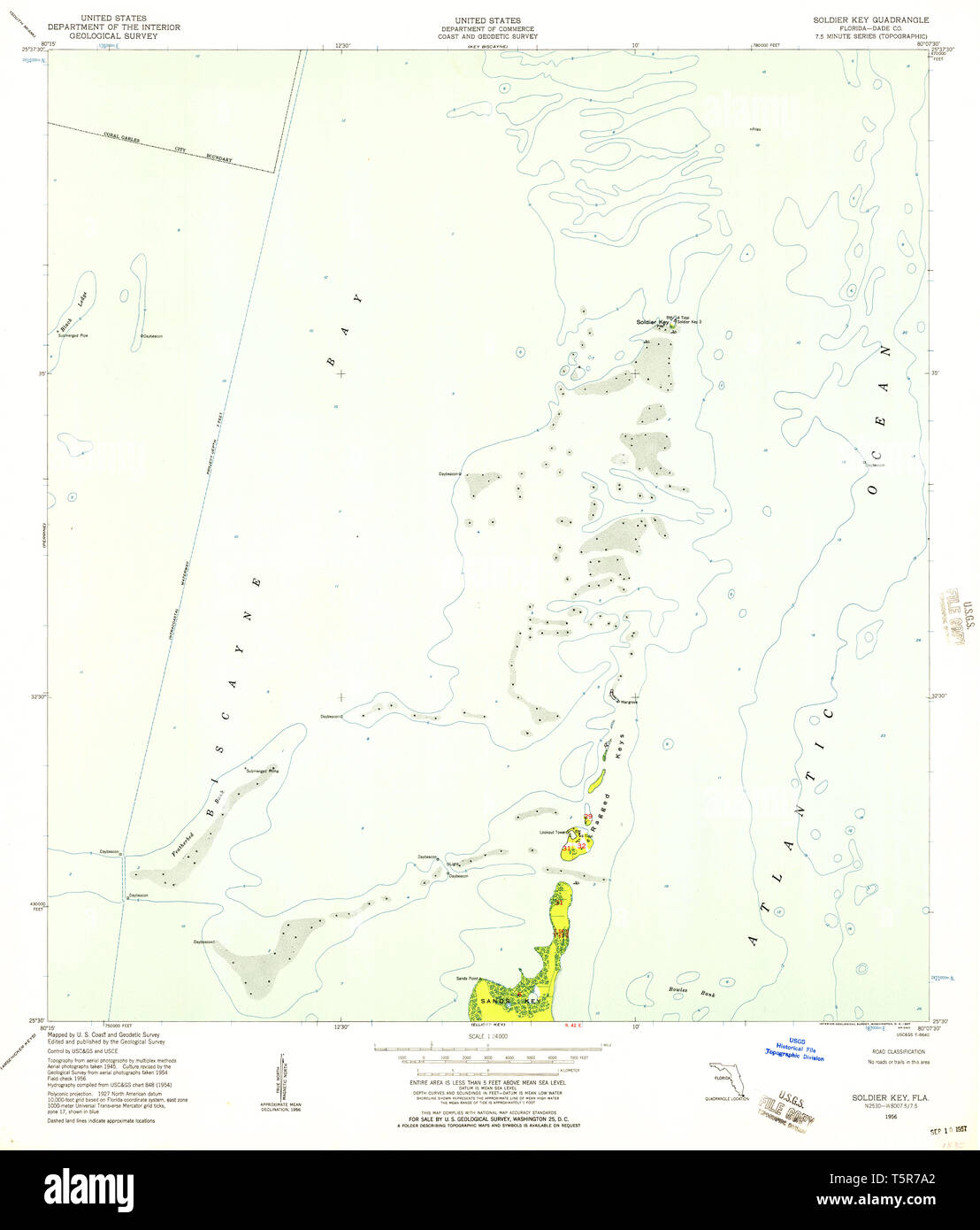 USGS TOPO Map Florida FL Soldier - Usgs Topo Map Florida Fl Soldier Key 348549 1956 24000 Restoration T5R7A2 