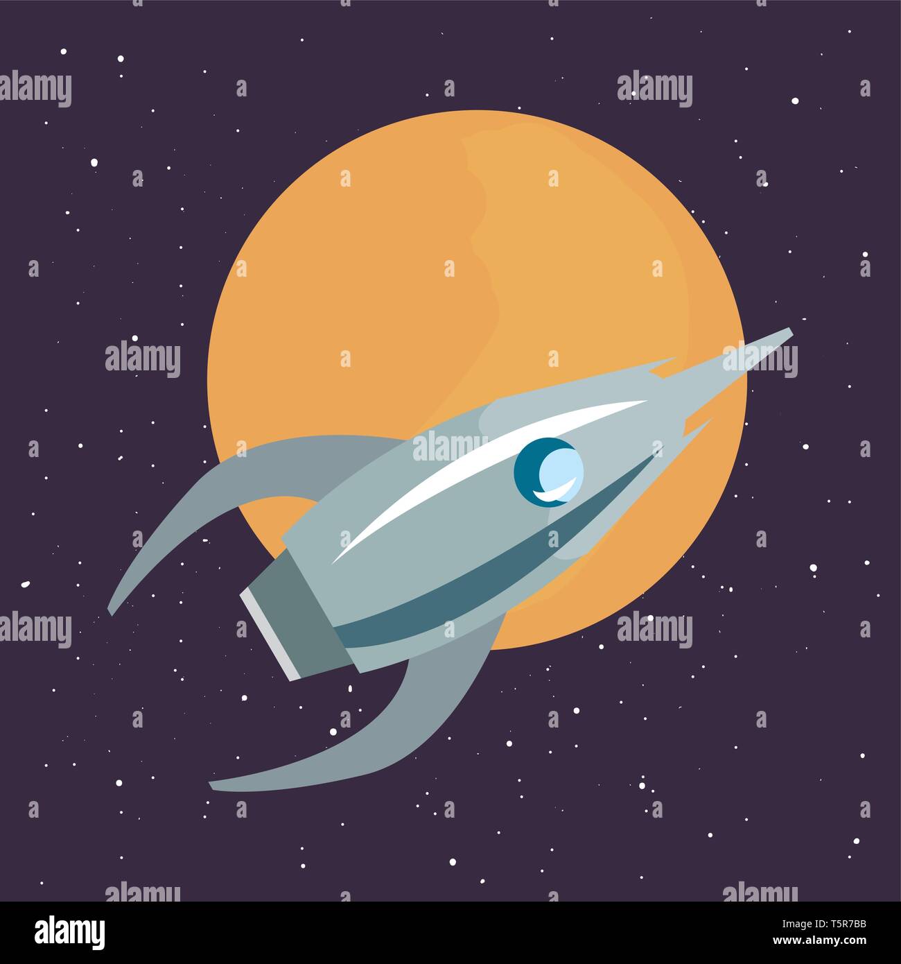 spaceship planet exploration astronomy vector illustration design Stock ...