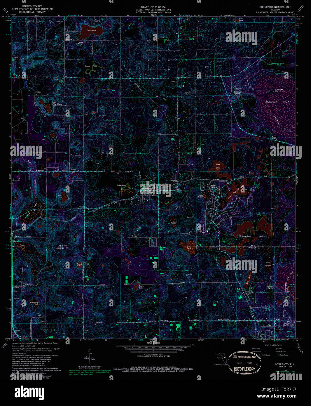 USGS TOPO Map Florida FL Sorrento - Usgs Topo Map Florida Fl Sorrento 348554 1960 24000 Inverted Restoration T5R7K7
