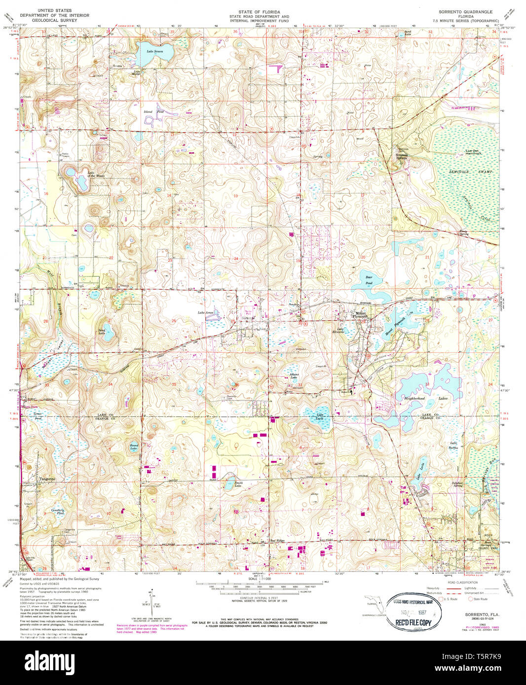 USGS TOPO Map Florida FL Sorrento - Usgs Topo Map Florida Fl Sorrento 348554 1960 24000 Restoration T5R7K9 