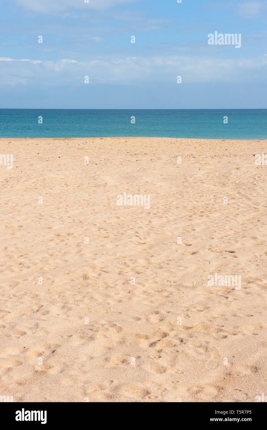 Empty sandy beach with blue sky and sea, space for copy Stock Photo - Alamy