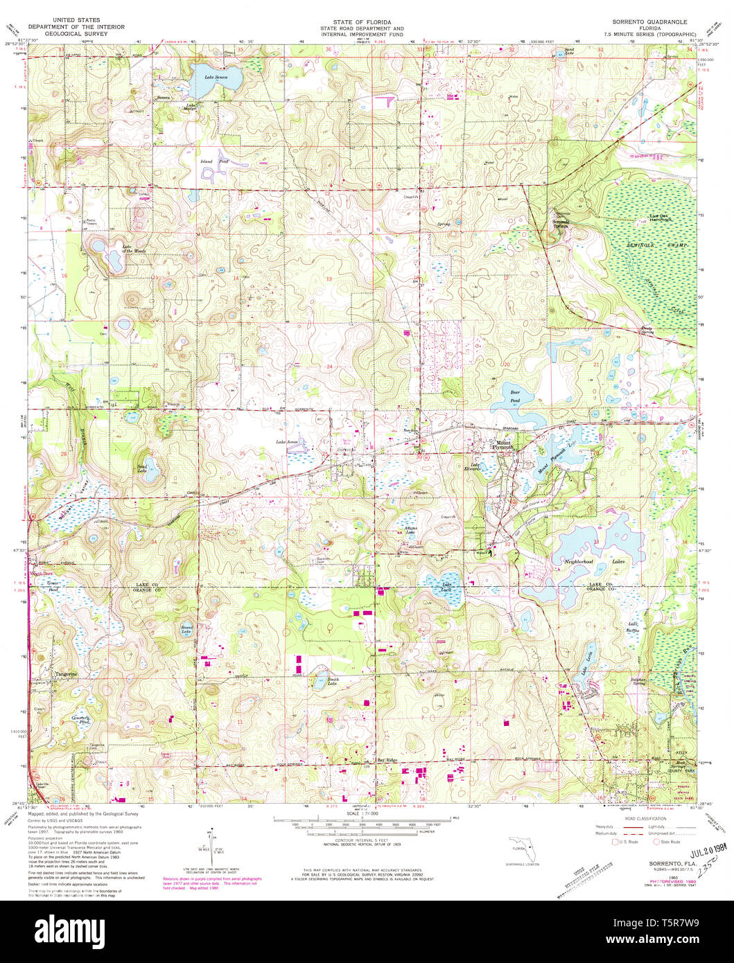 Map of sorrento hi res stock photography - Usgs Topo Map Florida Fl Sorrento 348557 1960 24000 Restoration T5R7W9