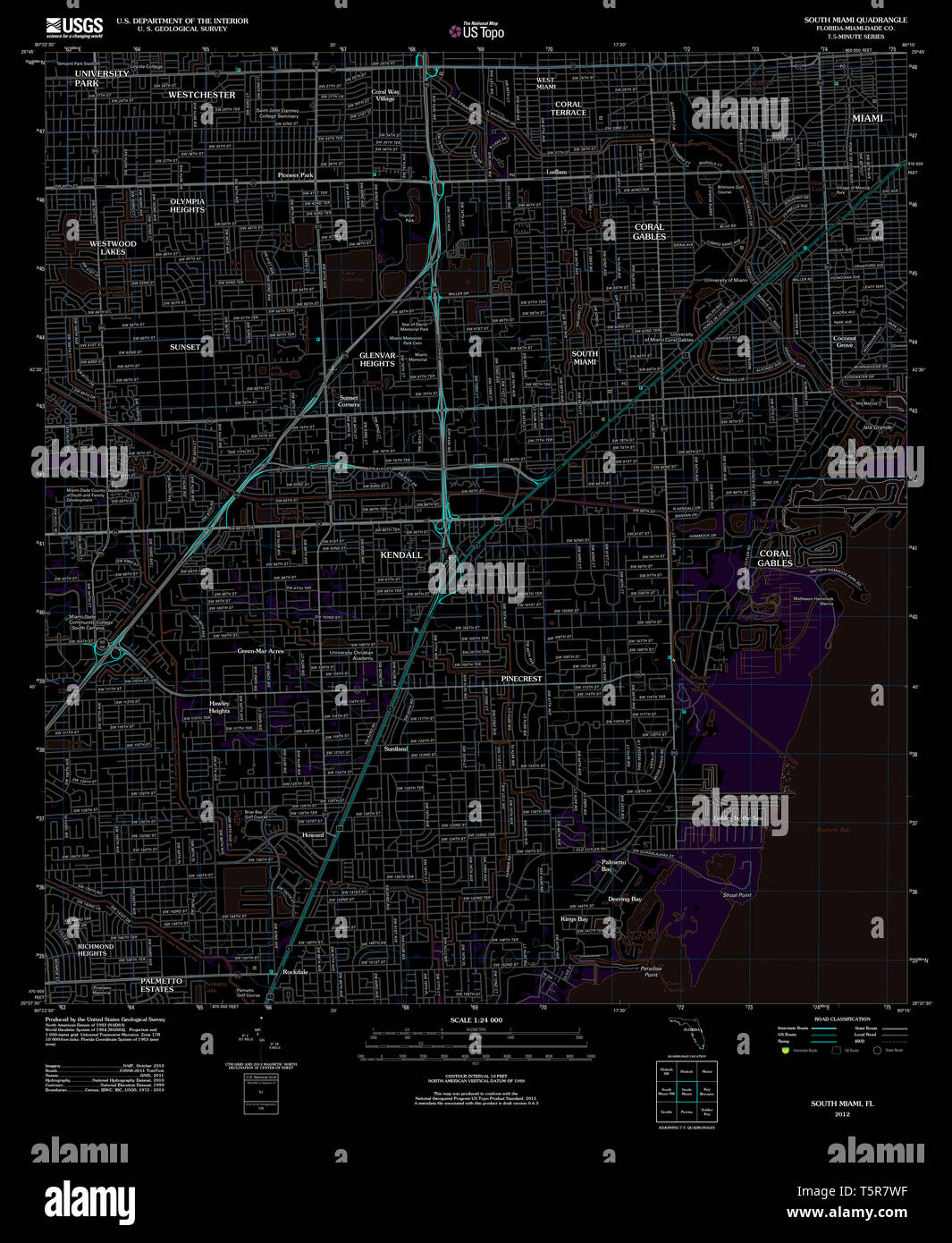 USGS TOPO Map Florida FL South - Usgs Topo Map Florida Fl South Miami 20120726 Tm Inverted Restoration T5R7WF