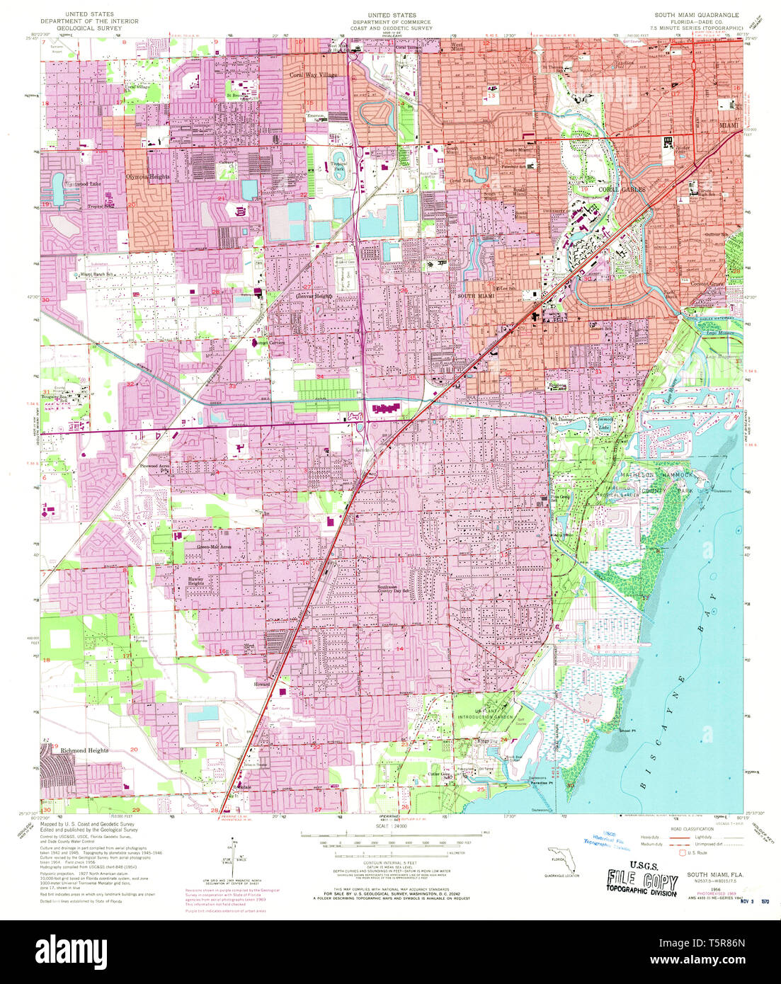 USGS TOPO Map Florida FL South - Usgs Topo Map Florida Fl South Miami 348563 1956 24000 Restoration T5R86N 