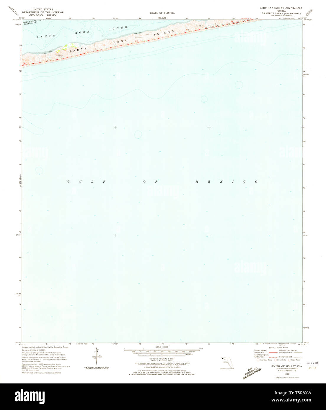 USGS TOPO Map Florida FL South - Usgs Topo Map Florida Fl South Of Holley 348575 1970 24000 Restoration T5R8XW 