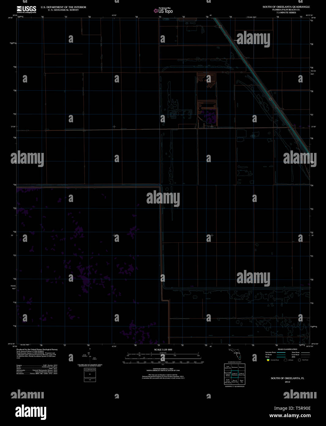 USGS TOPO Map Florida FL South - Usgs Topo Map Florida Fl South Of Okeelanta 20120718 Tm Inverted Restoration T5R90E 