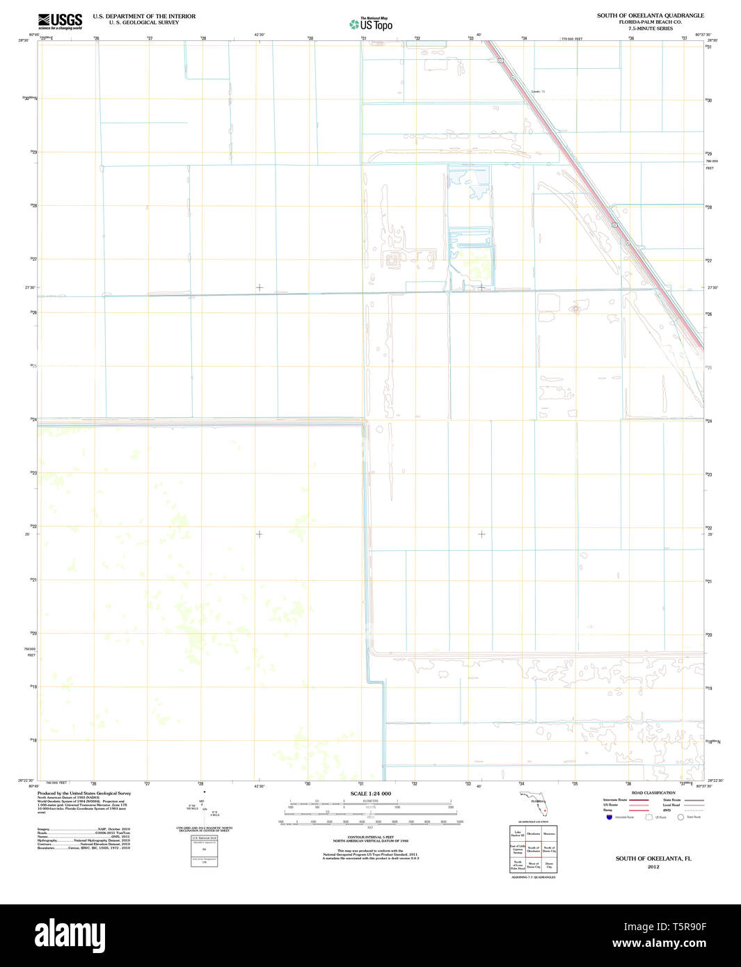 USGS TOPO Map Florida FL South - Usgs Topo Map Florida Fl South Of Okeelanta 20120718 Tm Restoration T5R90F 