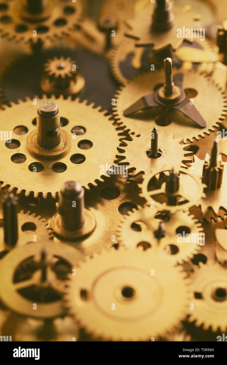 Vintage gears and cogs macro retro color toned Stock Photo Alamy