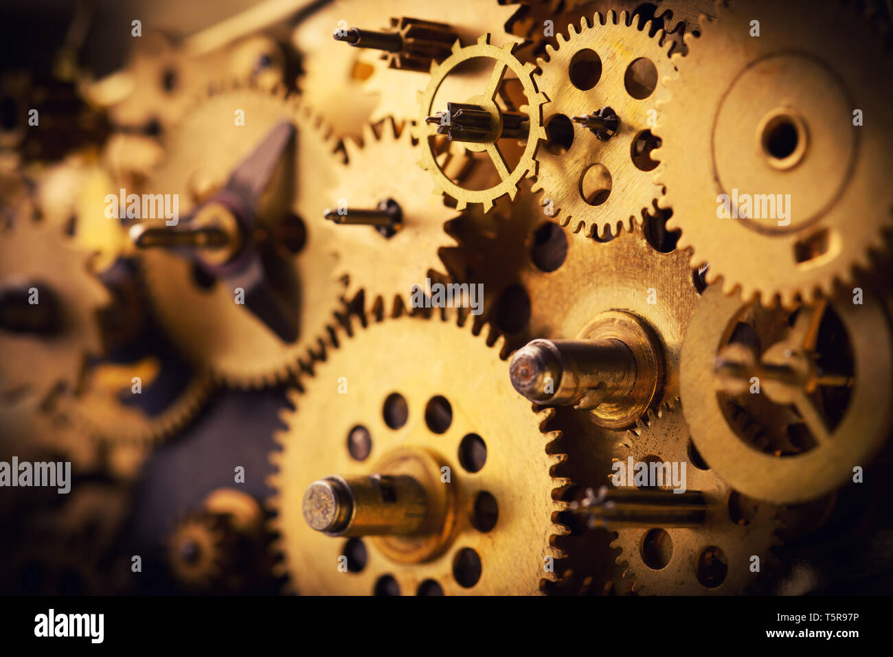 Vintage gears and cogs macro Stock Photo