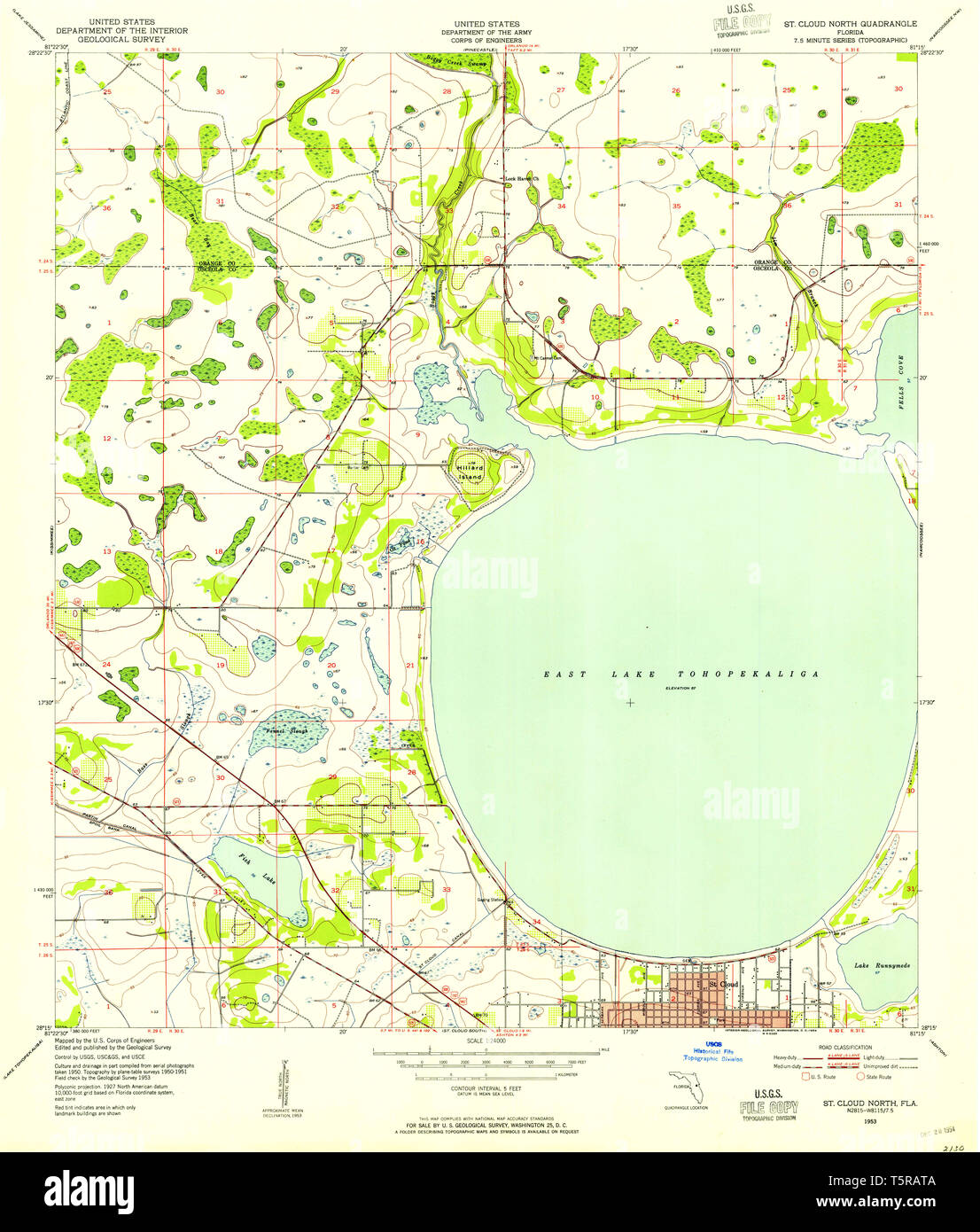 USGS TOPO Map Florida FL St Cloud - Usgs Topo Map Florida Fl St Cloud North 348624 1953 24000 Restoration T5RATA