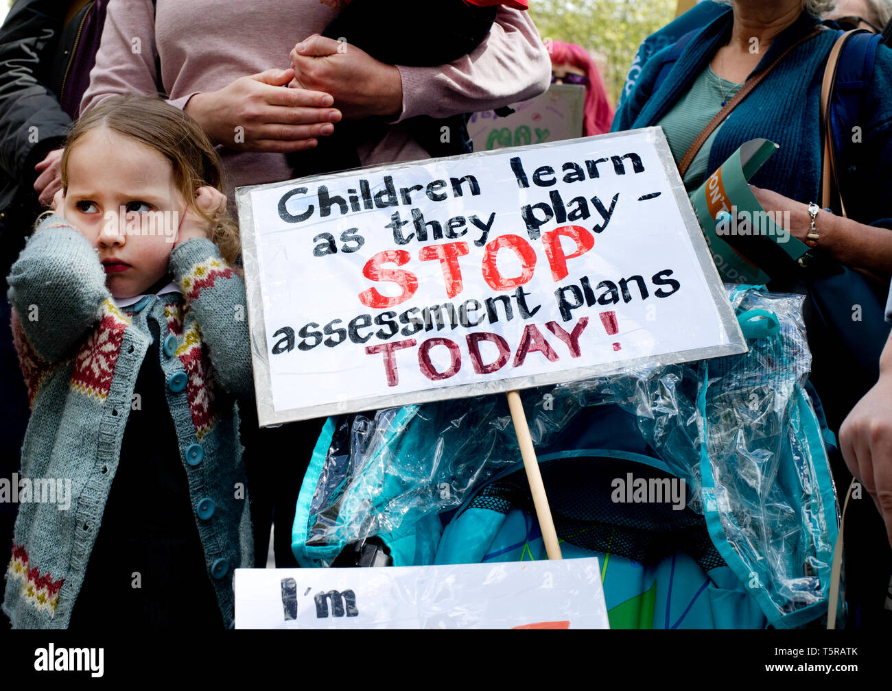 Westminster April 25th 2019. 'March of the four year olds', a protest against testing. Stock Photo