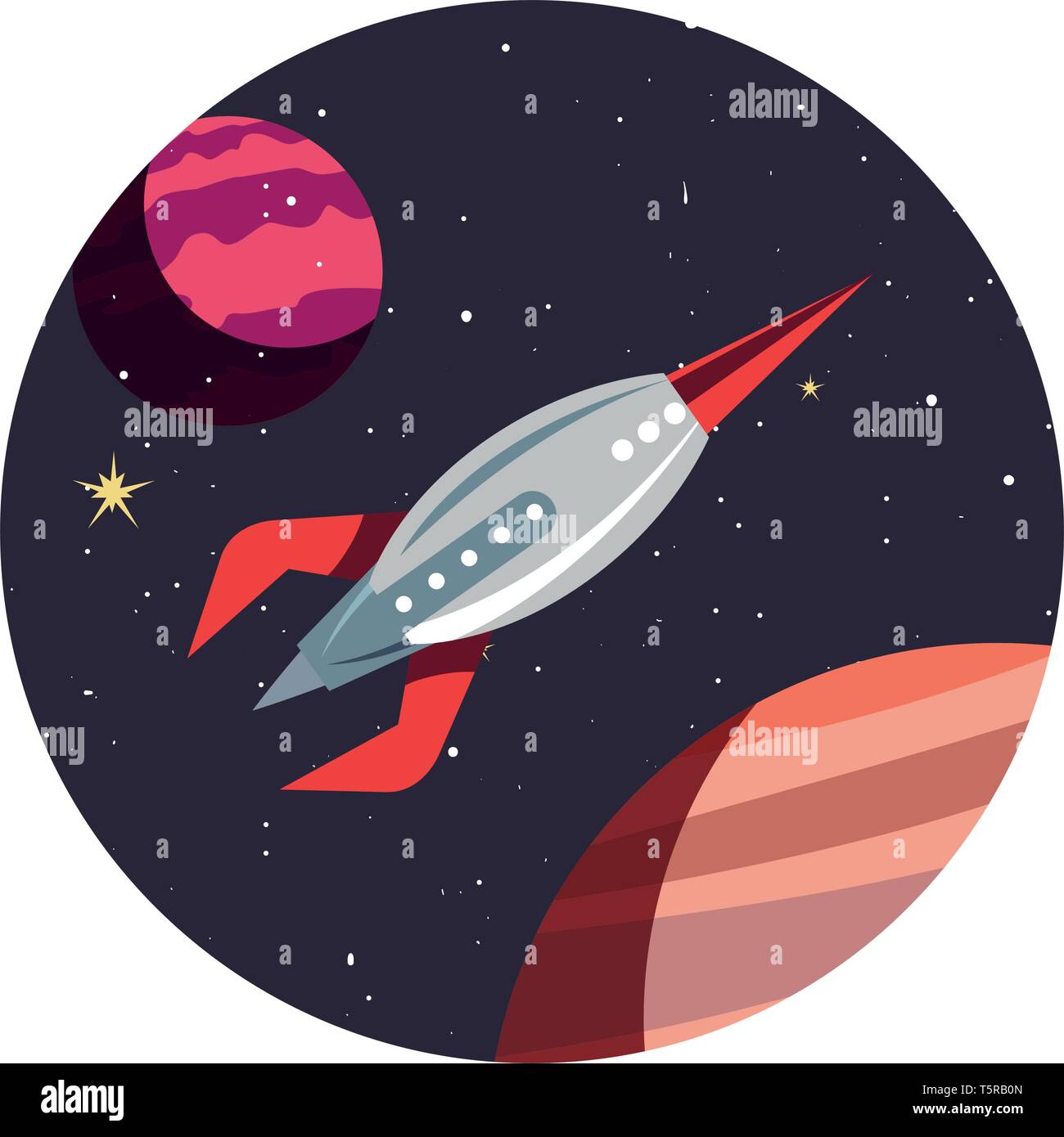 spaceship planets exploration astronomy vector illustration design ...