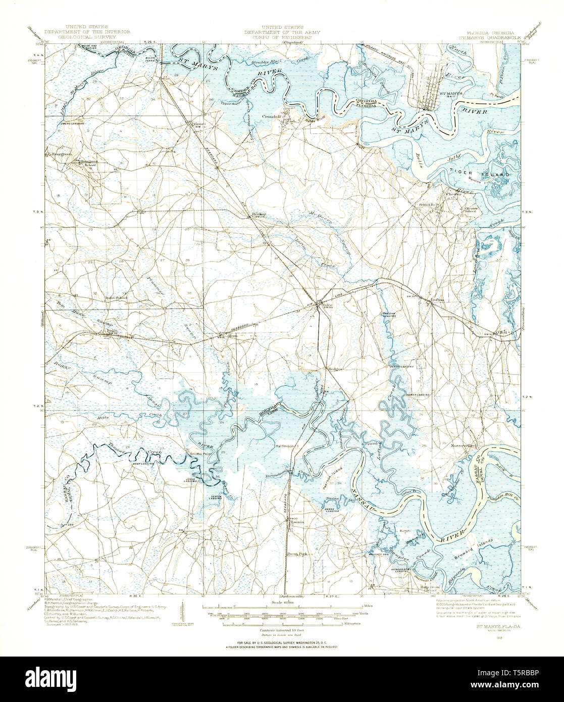 USGS TOPO Map Florida FL St Marys - Usgs Topo Map Florida Fl St Marys 348661 1918 62500 Restoration T5RBBP