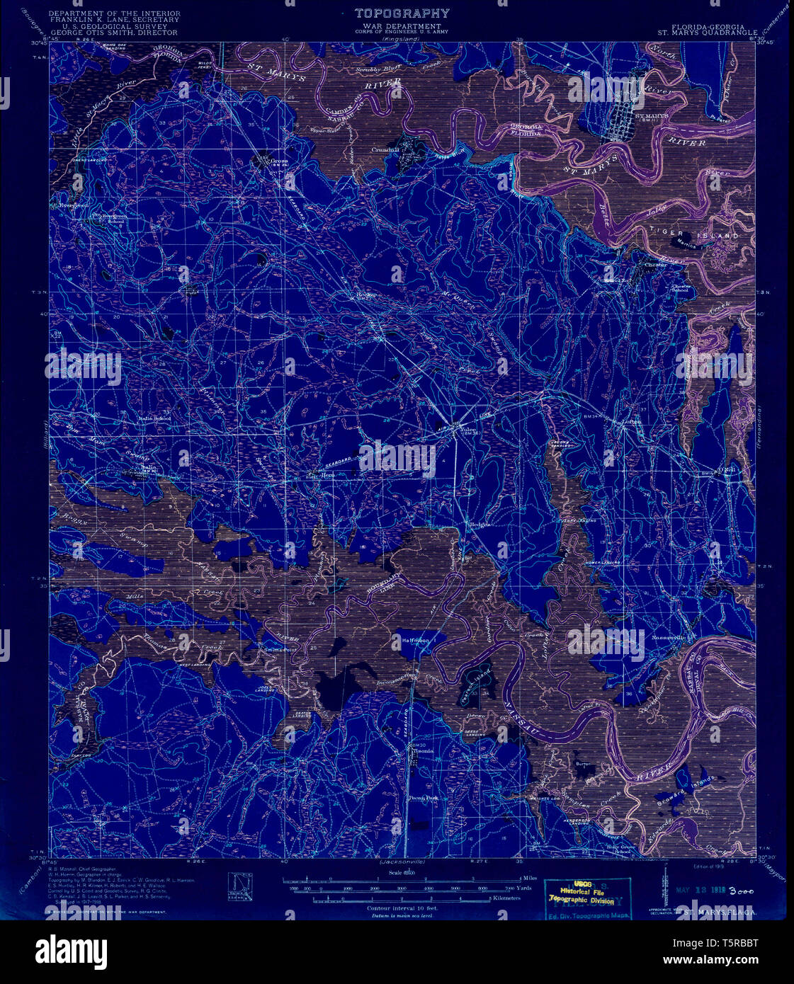 USGS TOPO Map Florida FL St Marys - Usgs Topo Map Florida Fl St Marys 348662 1919 62500 Inverted Restoration T5RBBT 