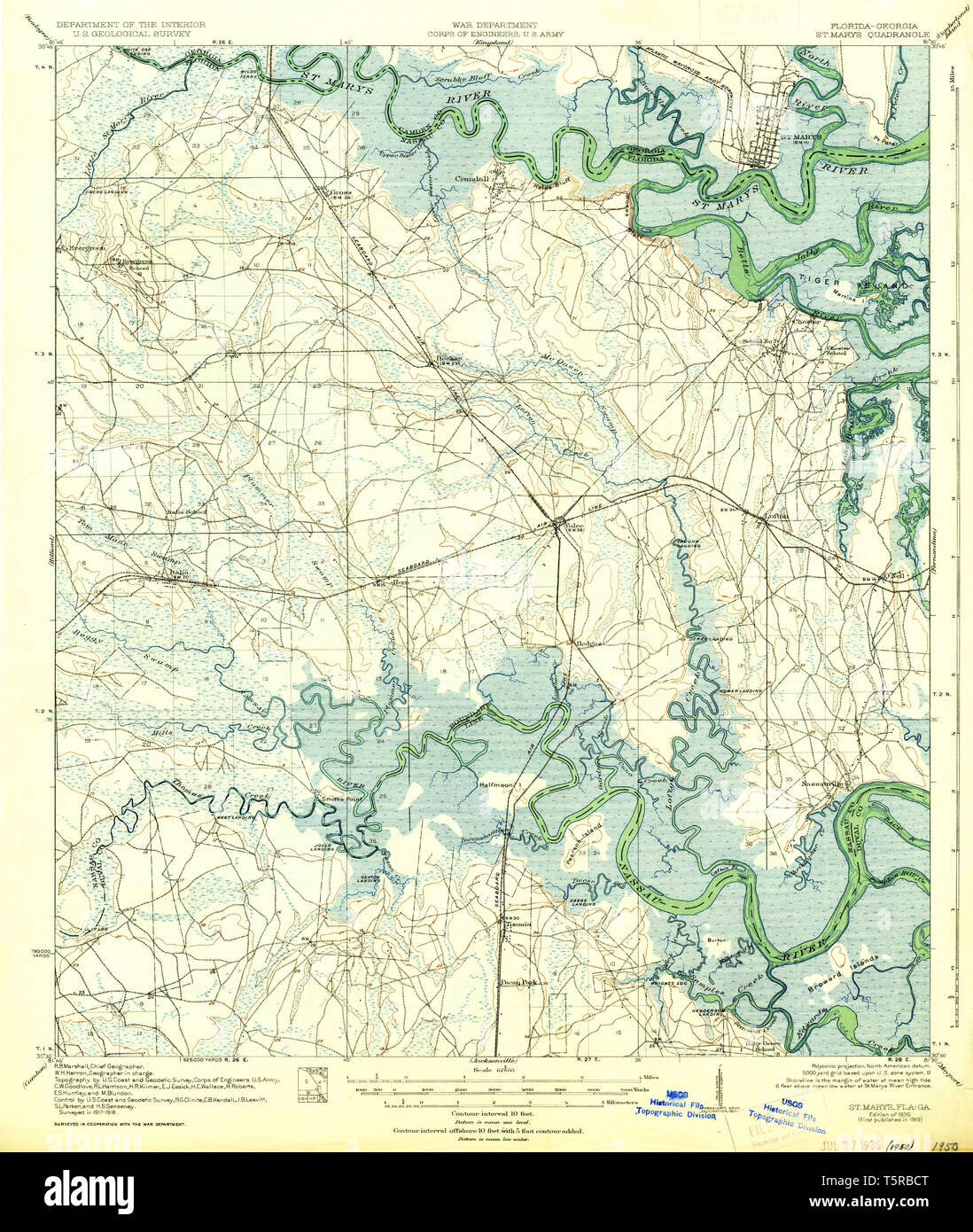 USGS TOPO Map Florida FL St Marys - Usgs Topo Map Florida Fl St Marys 348665 1919 62500 Restoration T5RBCT 