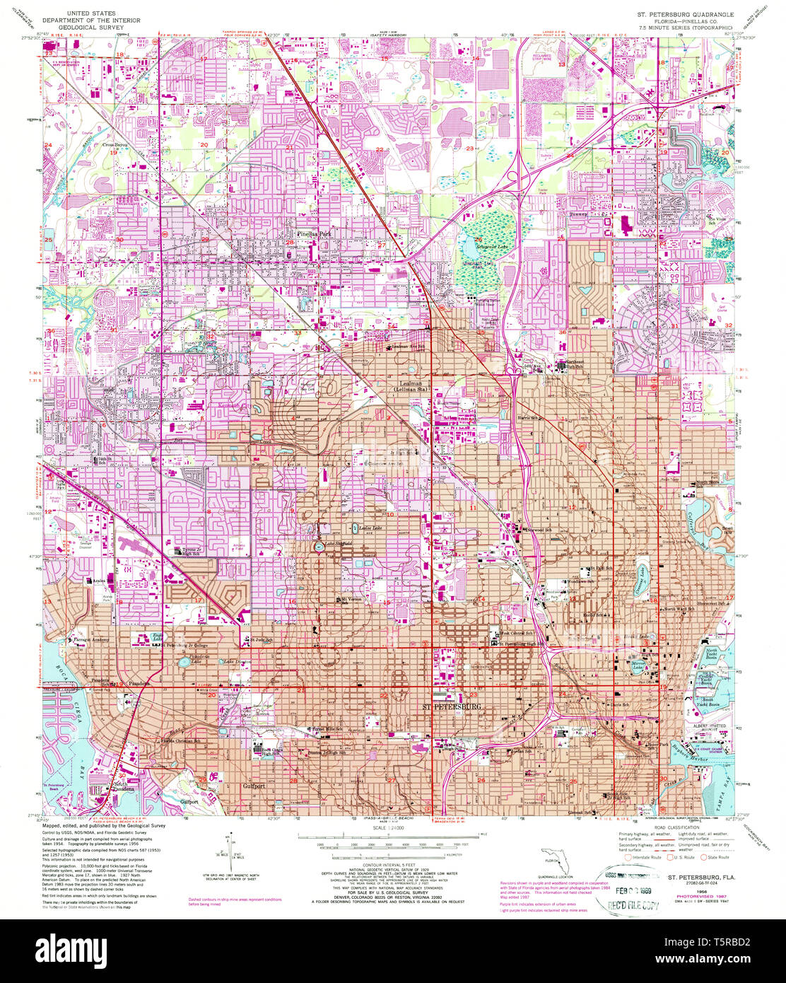 USGS TOPO Map Florida FL St Petersburg - Usgs Topo Map Florida Fl St Petersburg 348666 1956 24000 Restoration T5RBD2