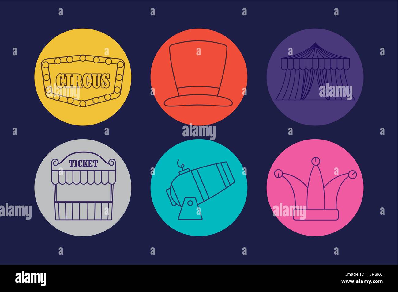 circus tent with set icons of circus vector illustration design Stock ...