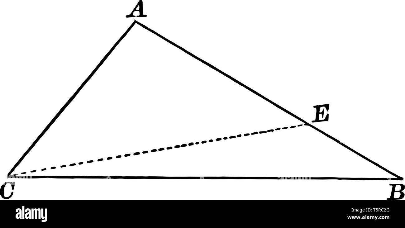 The image showing Triangle ACB. In the triangle that shows a dotted line CE, this is a segment