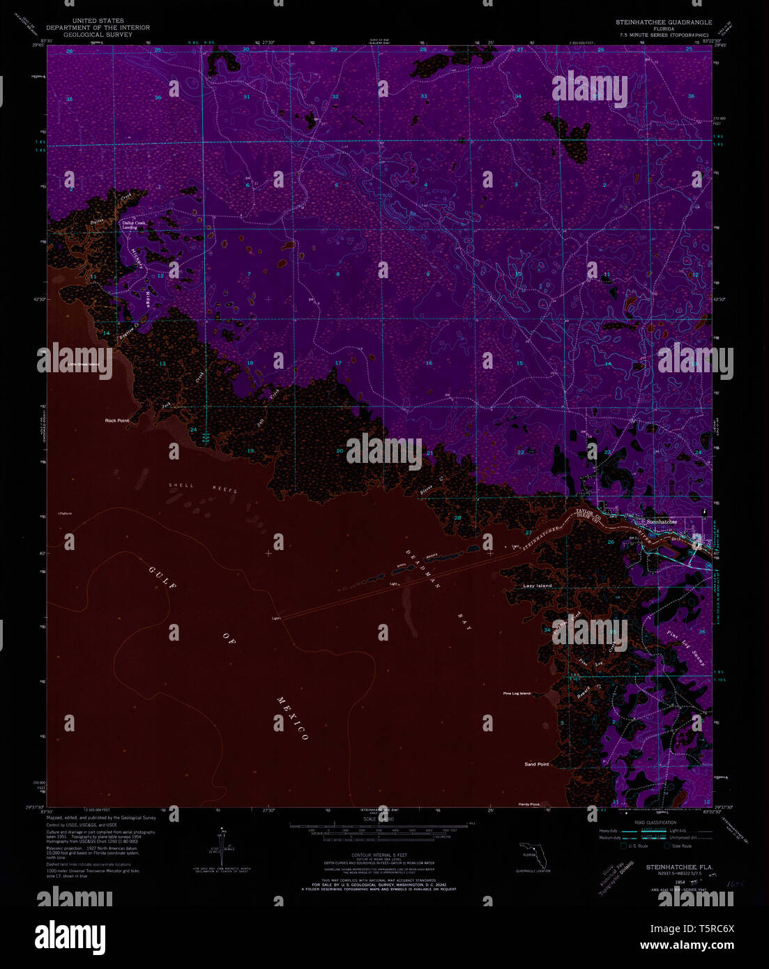 Map of steinhatchee hi res stock - Usgs Topo Map Florida Fl Steinhatchee 348702 1954 24000 Inverted Restoration T5RC6X