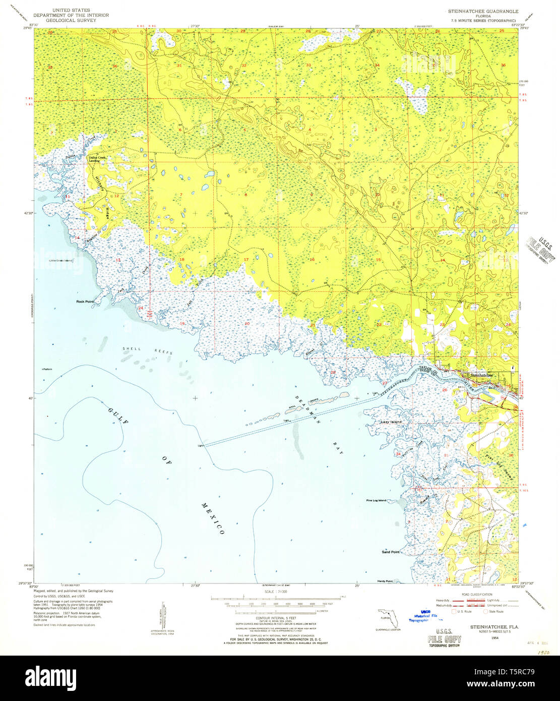 Steinhatchee florida hi res stock - Usgs Topo Map Florida Fl Steinhatchee 348703 1954 24000 Restoration T5RC79