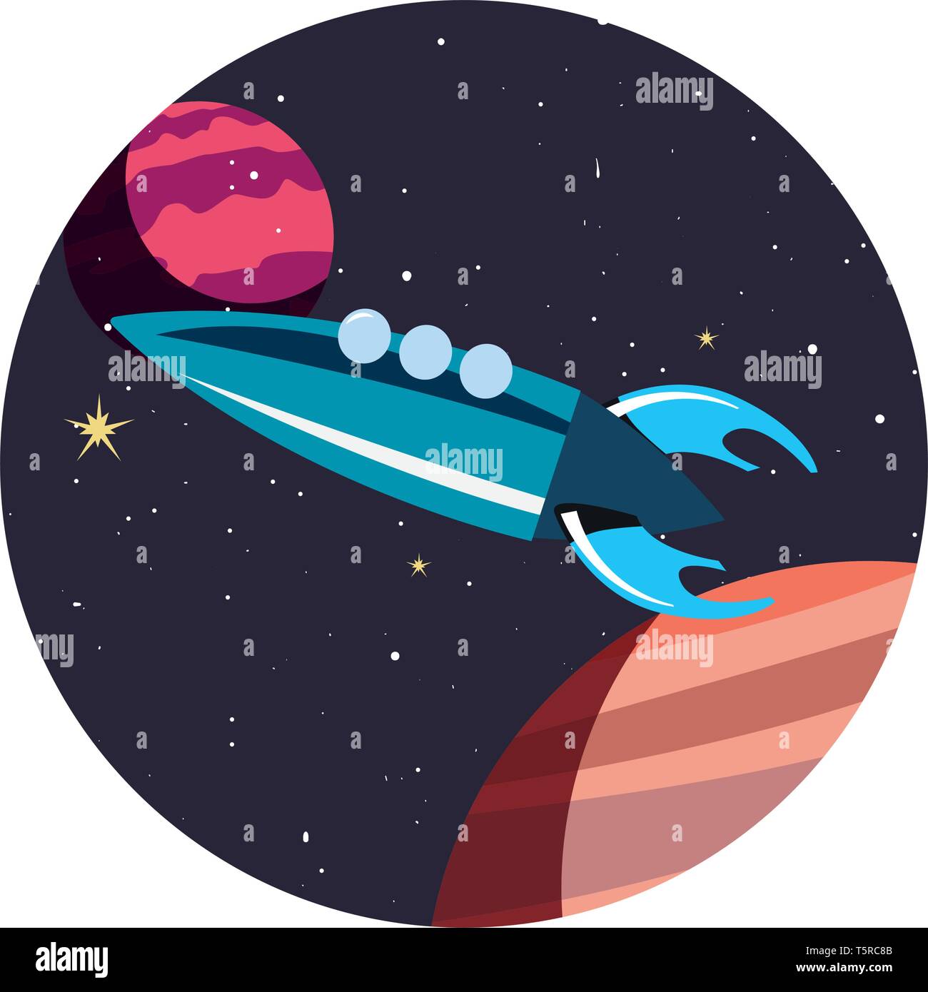 spaceship planets exploration astronomy vector illustration design ...