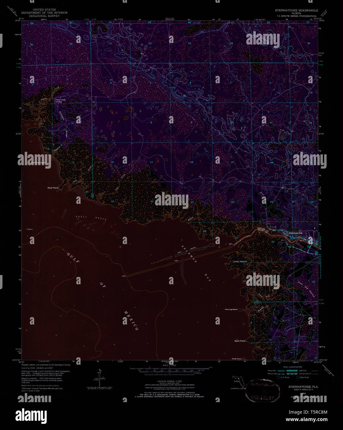 Map of steinhatchee hi res stock - Usgs Topo Map Florida Fl Steinhatchee 348704 1954 24000 Inverted Restoration T5RC8M