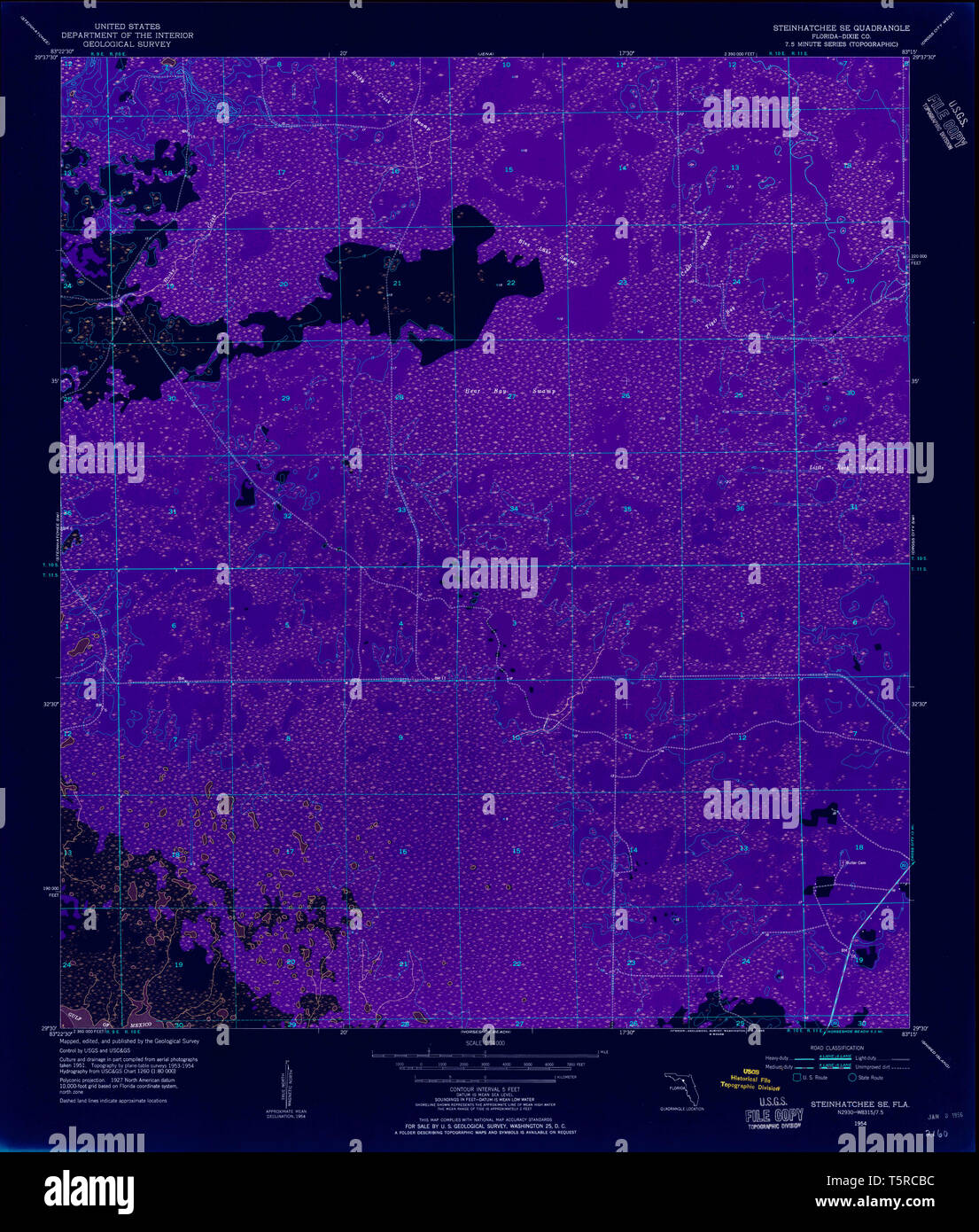 Map of steinhatchee hi res stock - Usgs Topo Map Florida Fl Steinhatchee Se 348708 1954 24000 Inverted Restoration T5RCBC