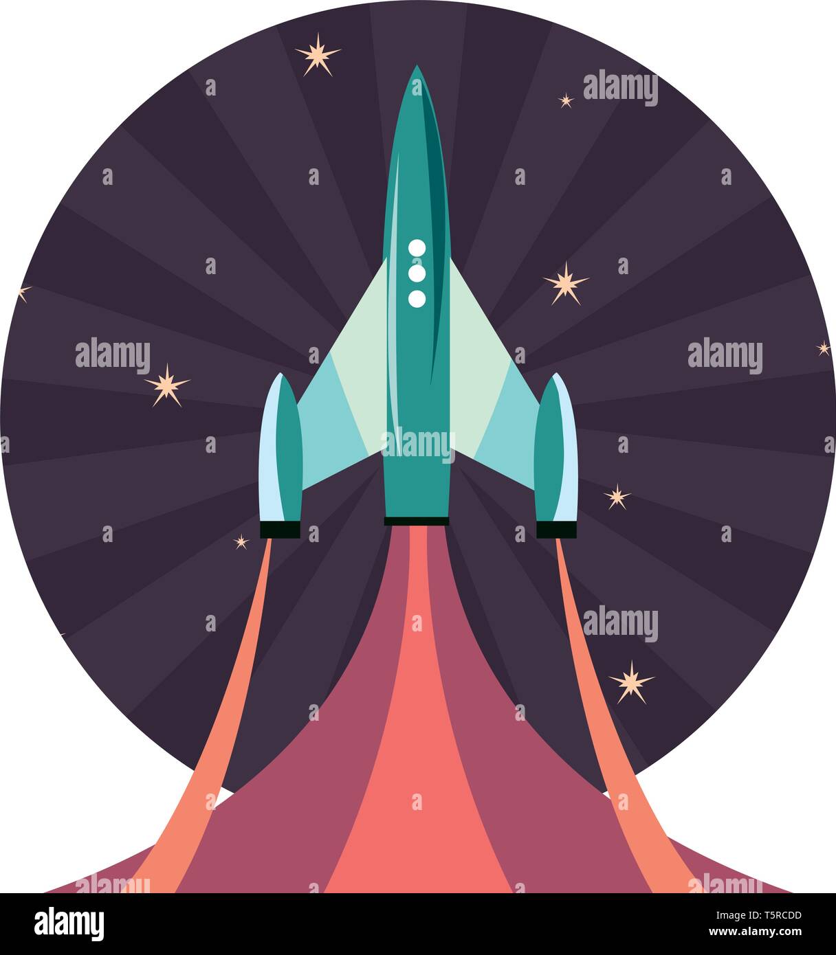 launching rocket spaceships mission vector illustration design Stock ...