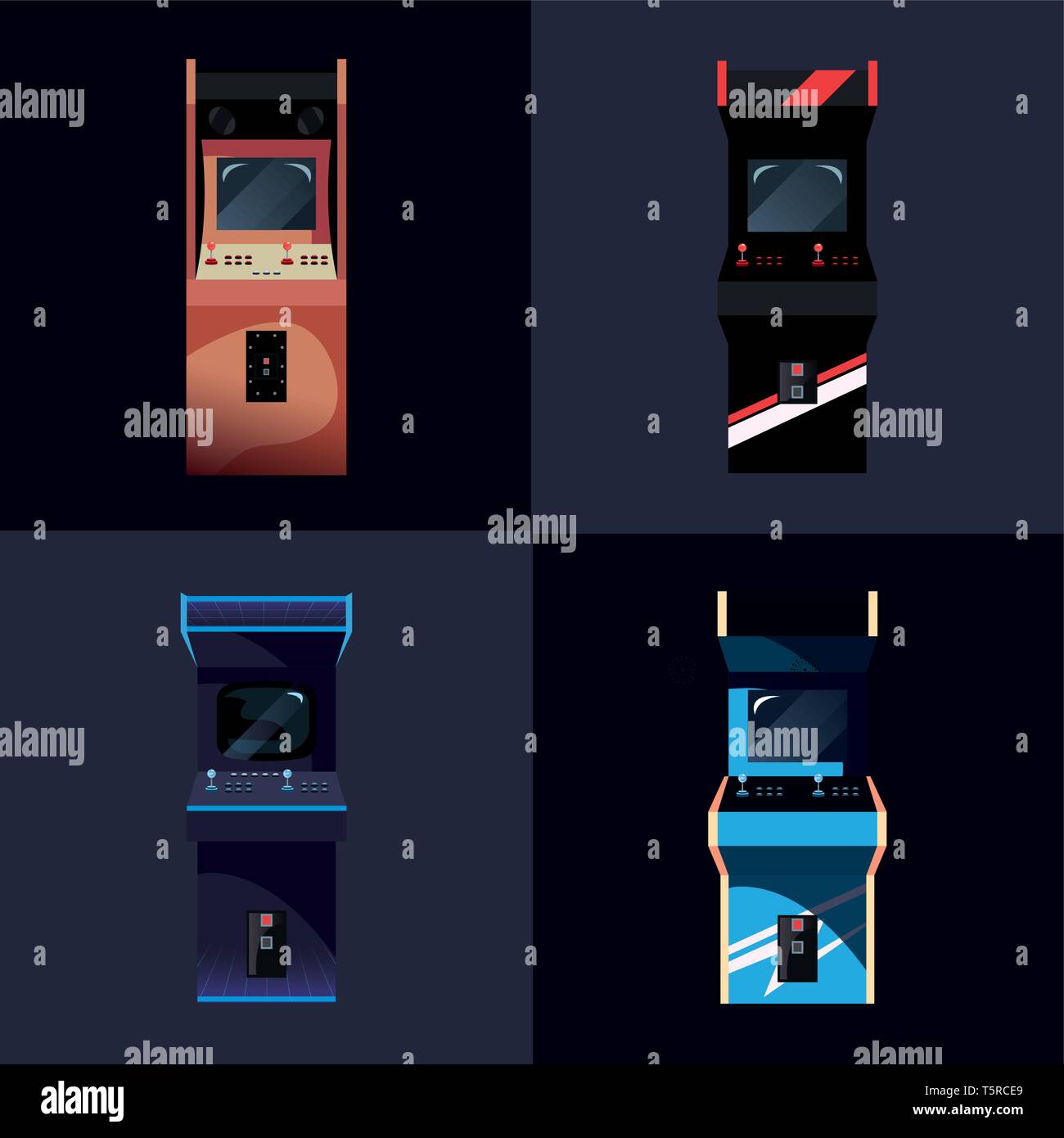 arcade machine video game retro collection vector illustration design ...