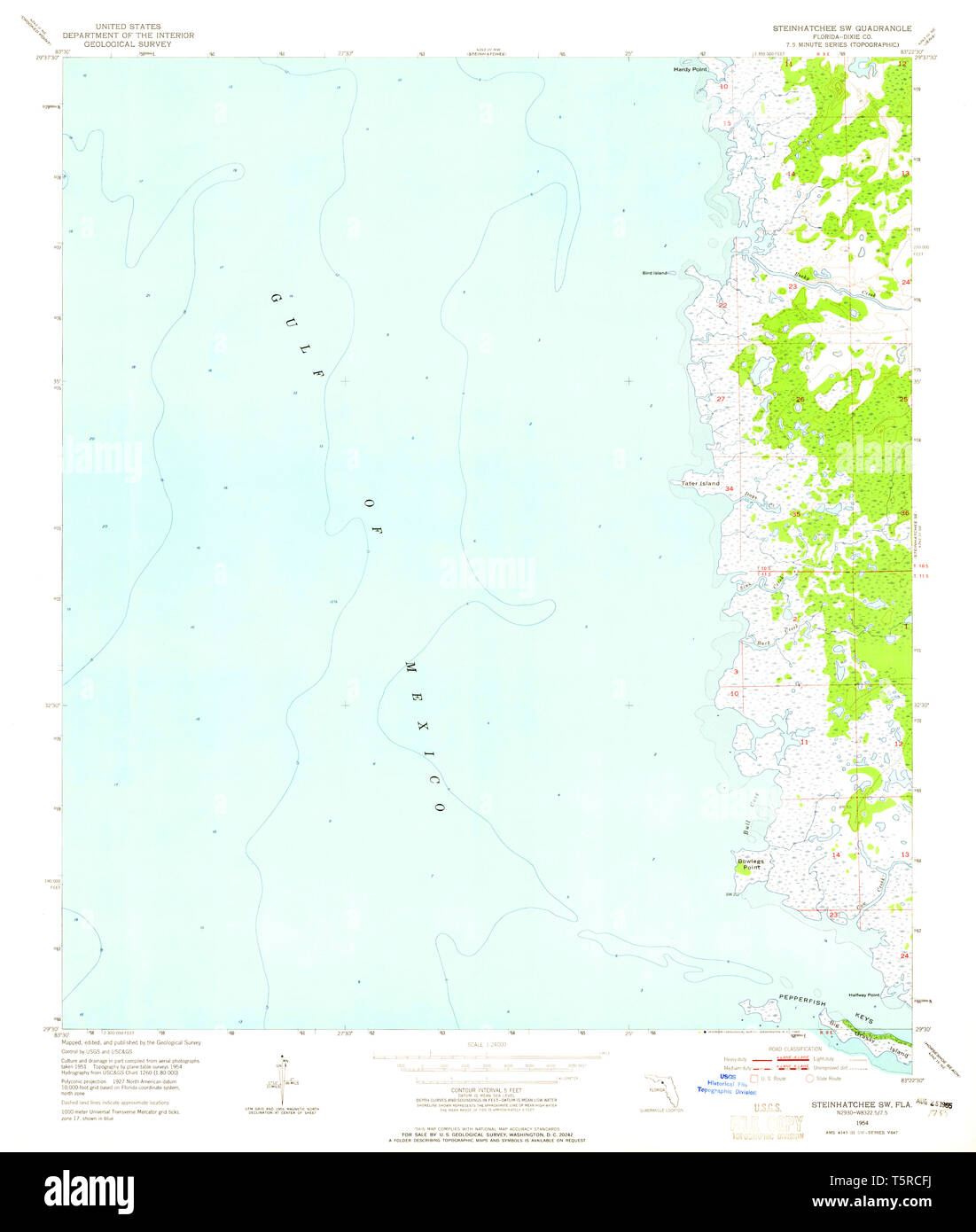Map of steinhatchee hi res stock - Usgs Topo Map Florida Fl Steinhatchee Sw 348711 1954 24000 Restoration T5RCFJ