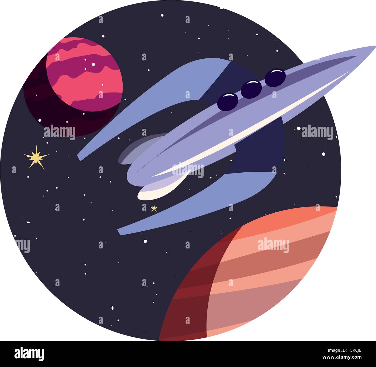 spaceship planets exploration astronomy vector illustration design ...