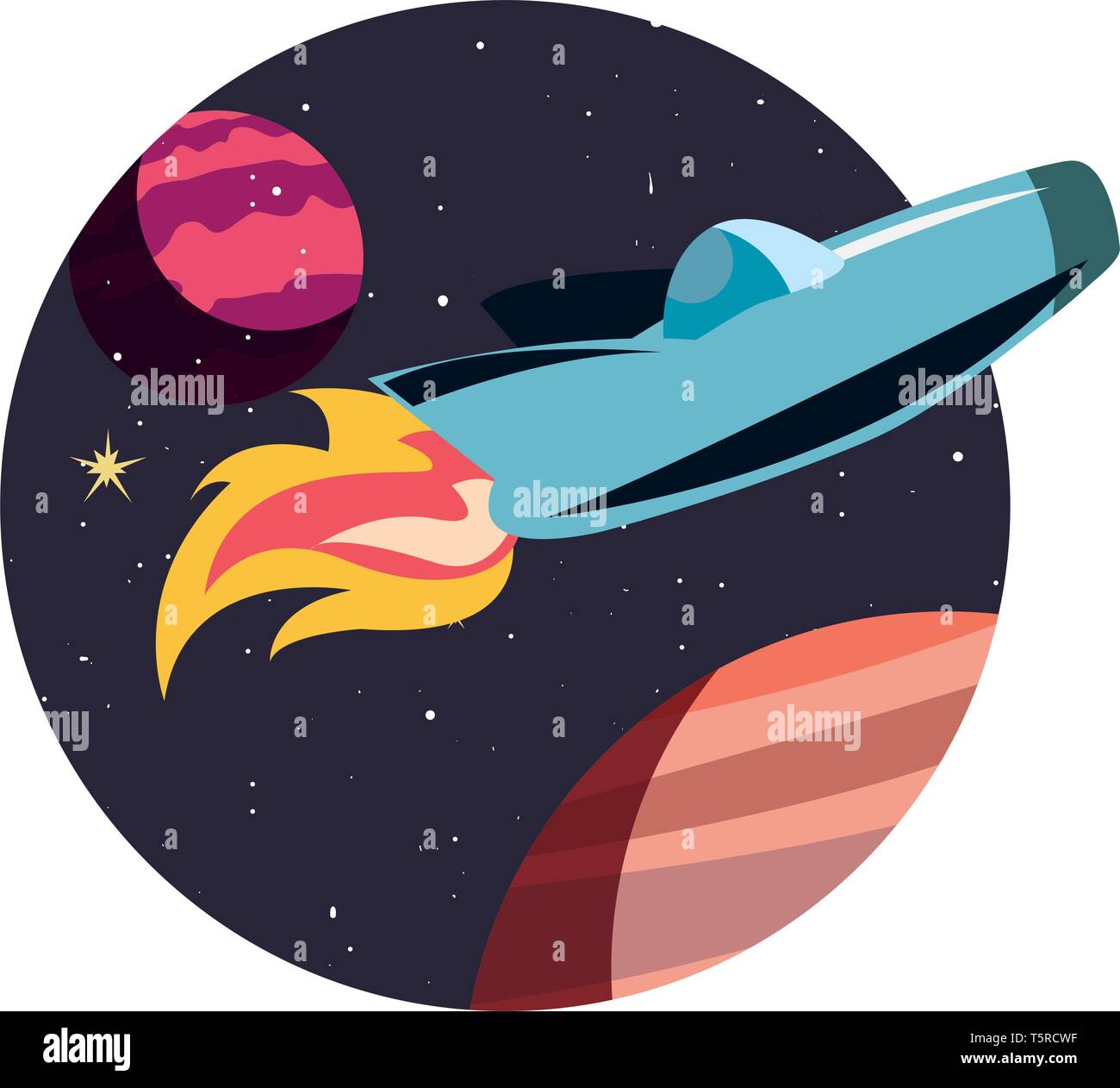 spaceship planets exploration astronomy vector illustration design ...