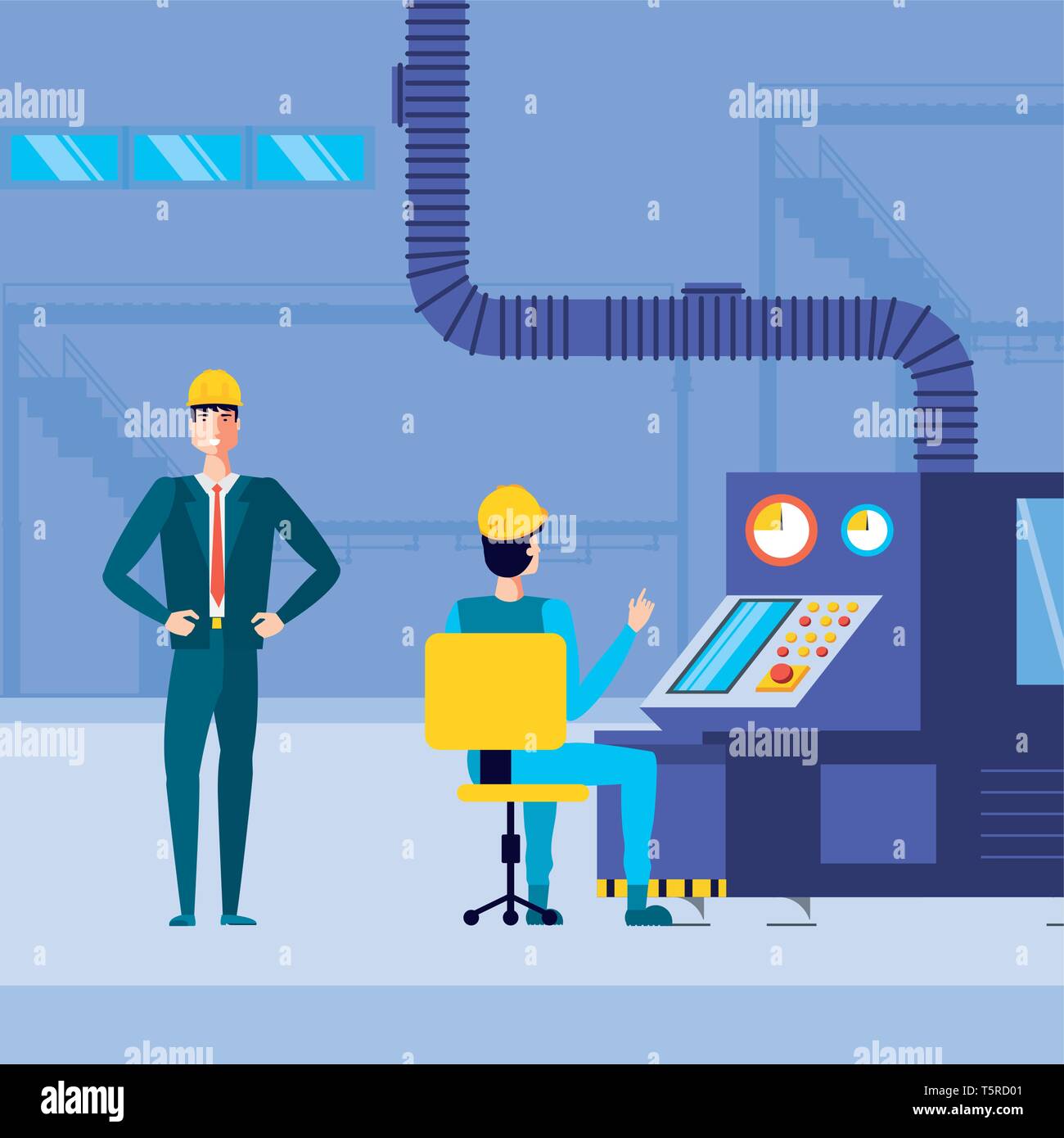 Assembly line workers manufacturing Stock Vector Images - Alamy