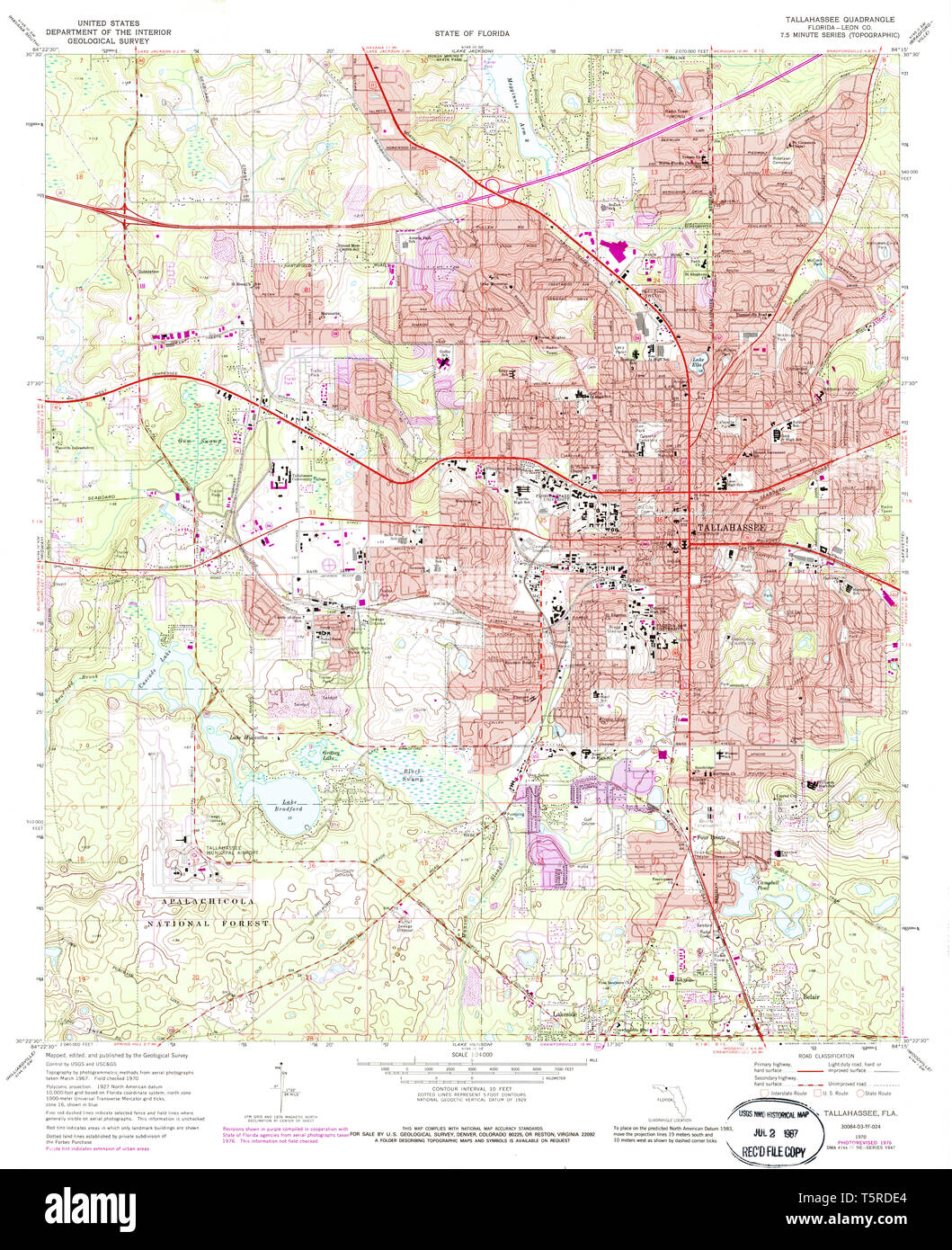 USGS TOPO Map Florida FL Tallahassee 348759 1970 24000 Restoration