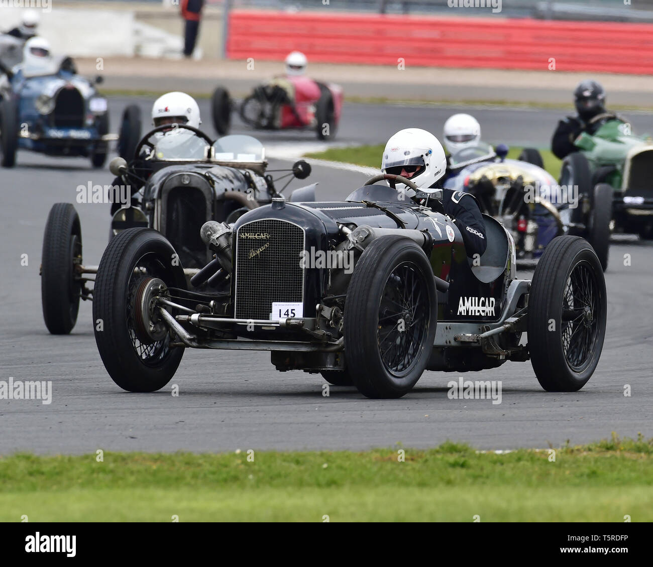 Tom Walker, Amilcar Hispano Special, GP Italia and Lanchester Trophies Race, Vintage Racing Cars, VSCC, Formula Vintage, Silverstone, Northamptonshire Stock Photo