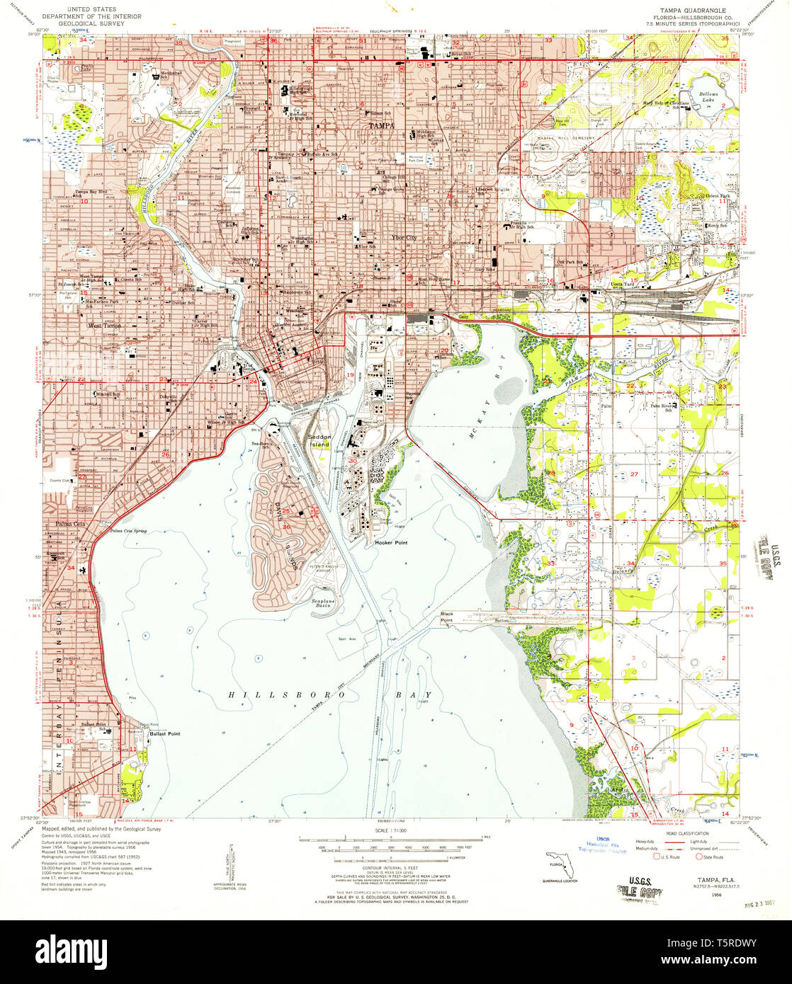 Tampa fl map hi res stock photography - Usgs Topo Map Florida Fl Tampa 348783 1956 24000 Restoration T5RDWY