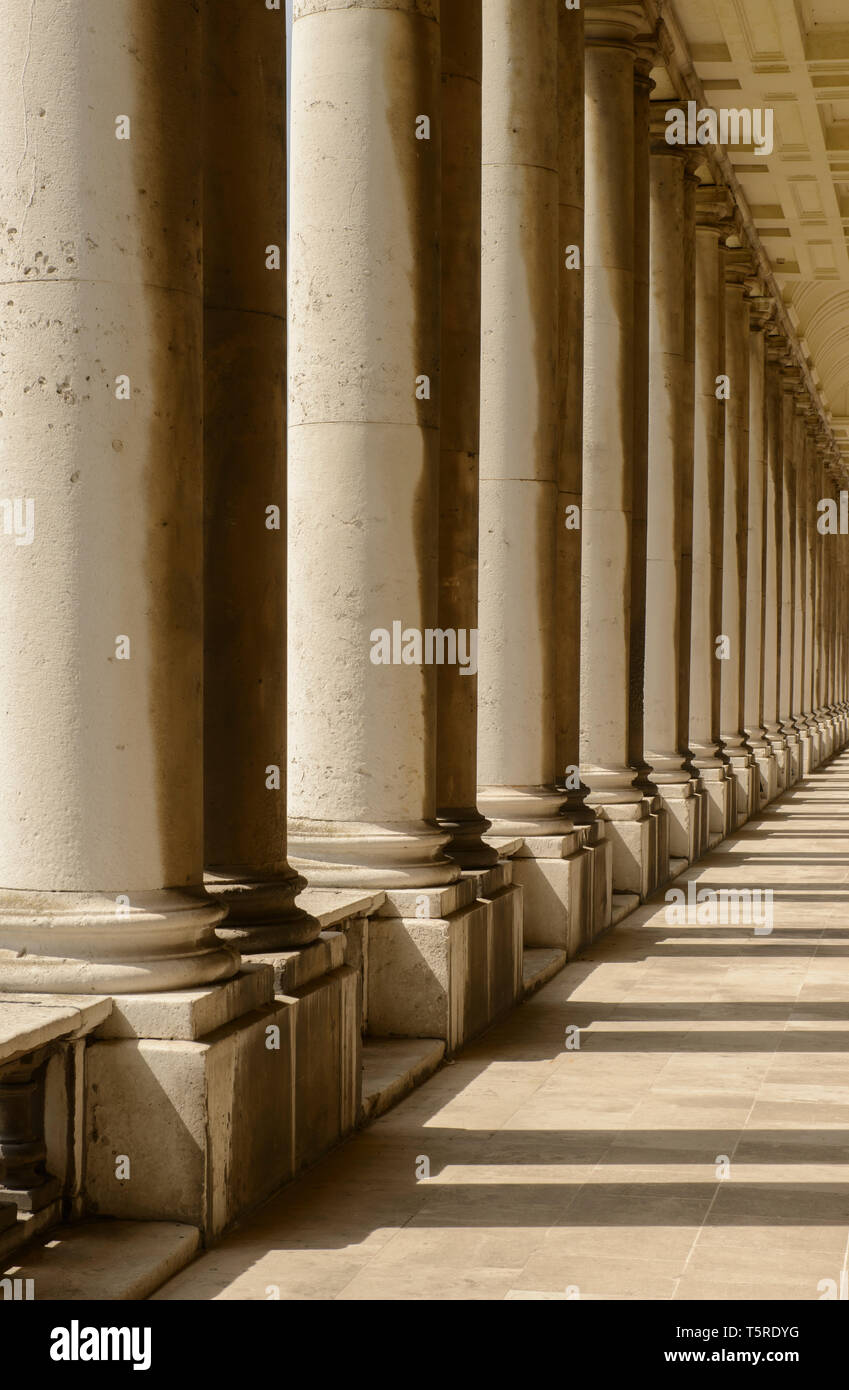 Stone pillars in the Old Royal Naval College, Greenwich, London. Stock Photo