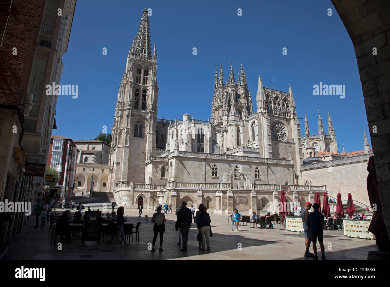The Gothic Cathedral and Plaza Rey San Fernando at Burgos in Castilla