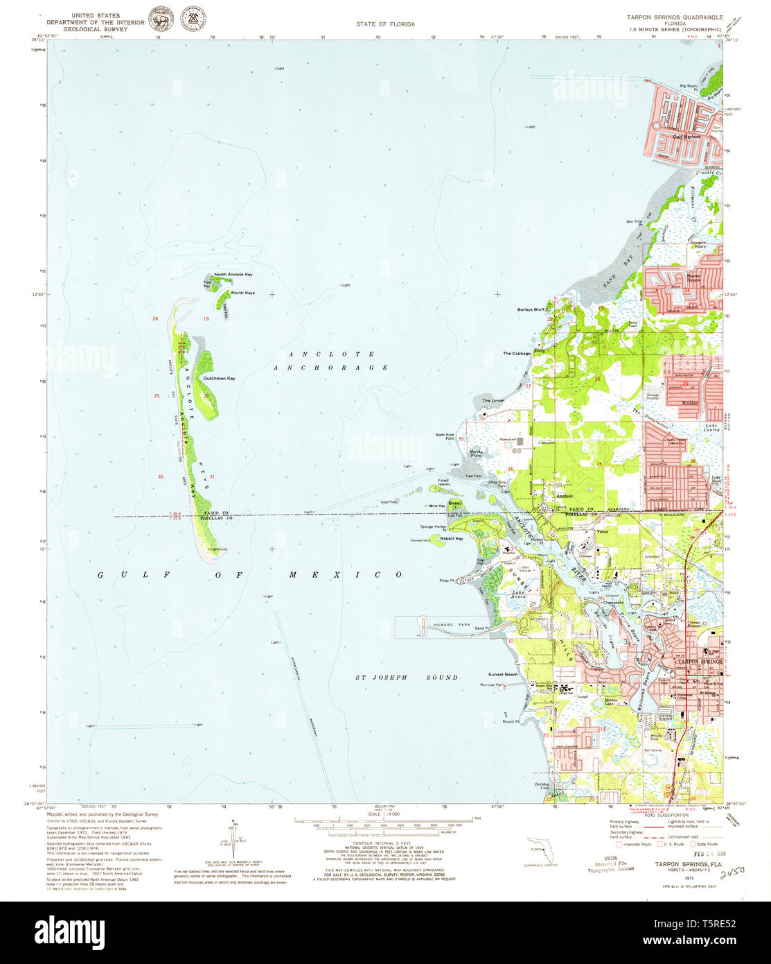 Tarpon springs florida Cut Out - Usgs Topo Map Florida Fl Tarpon Springs 348799 1973 24000 Restoration T5RE52