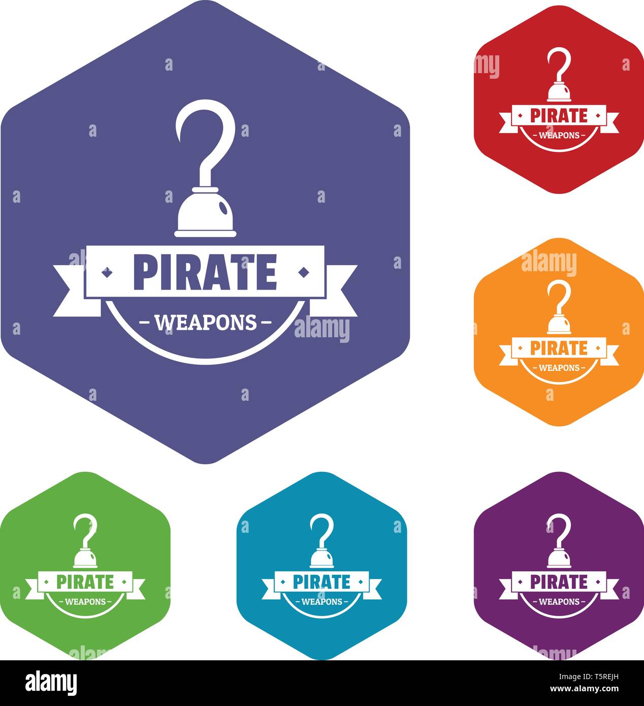 Pirate weapon icons vector hexahedron Stock Vector